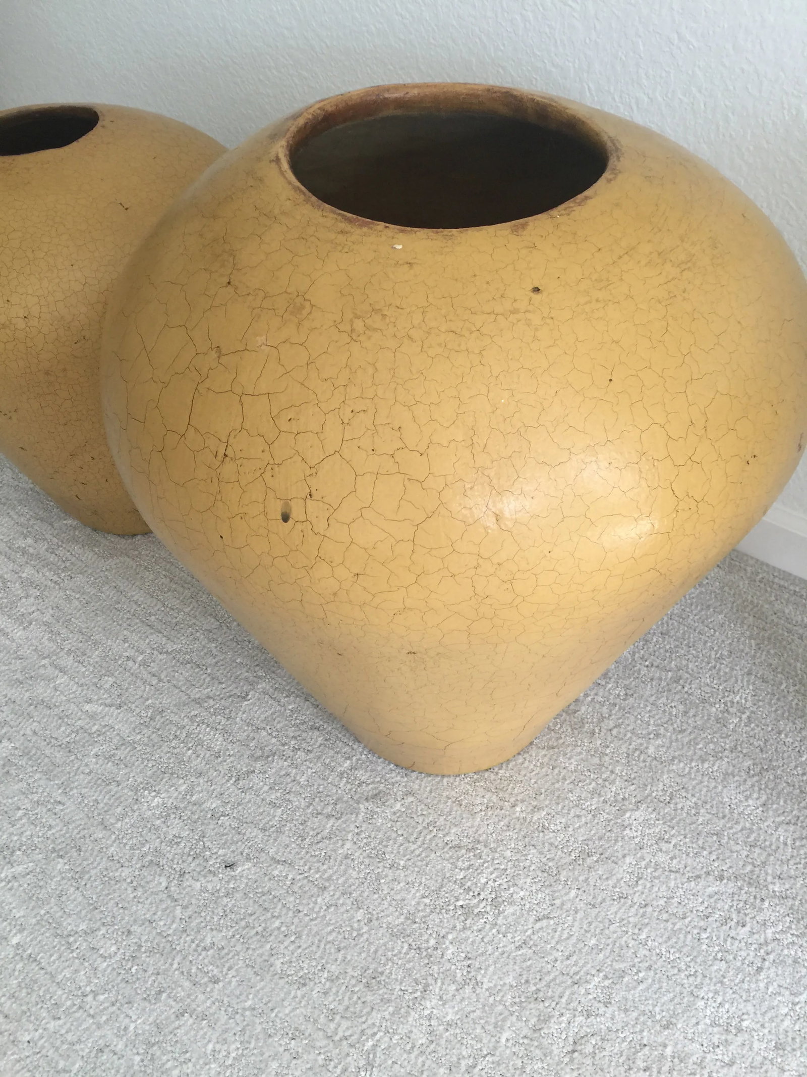 1970s Large Mustard Yellow Floor Vases - Pair - 5