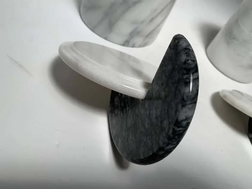 Vintage Italian Post Modern Memphis Marble Canisters Attrib. to Raymor - Set of 3 - 3
