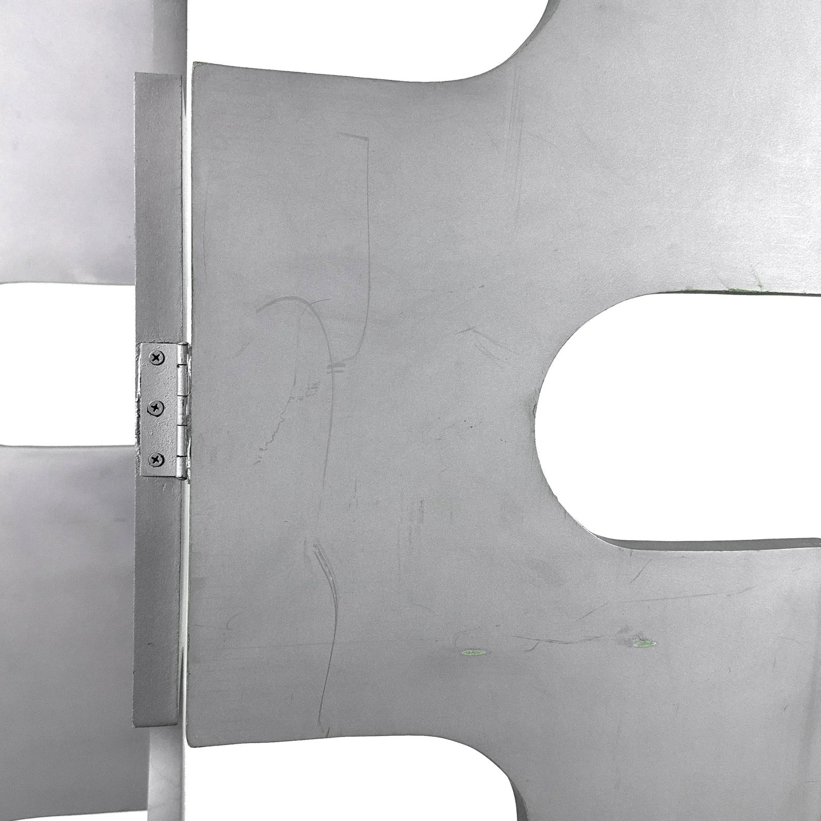 Vintage 1990s Modernist Wood Room Divider With Silver Finish & Geometric Cutouts - Eileen Gray Style - 10