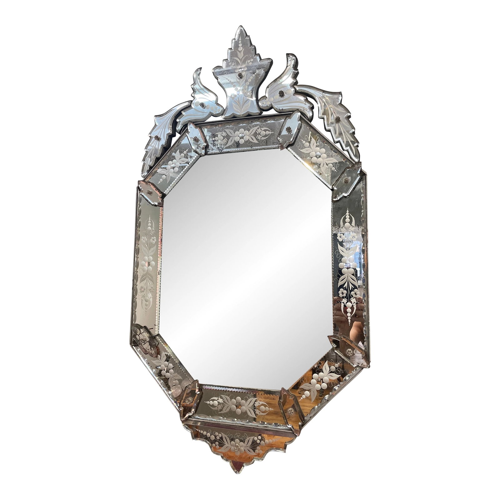 Vintage 1940s Venetian Mirror: Stunning antique Venetian mirror. Great condition for its age Condition: Alterations: Original Condition Unaltered Imperfections: Some Imperfections Condition Notes: Great condition. Origin: France
