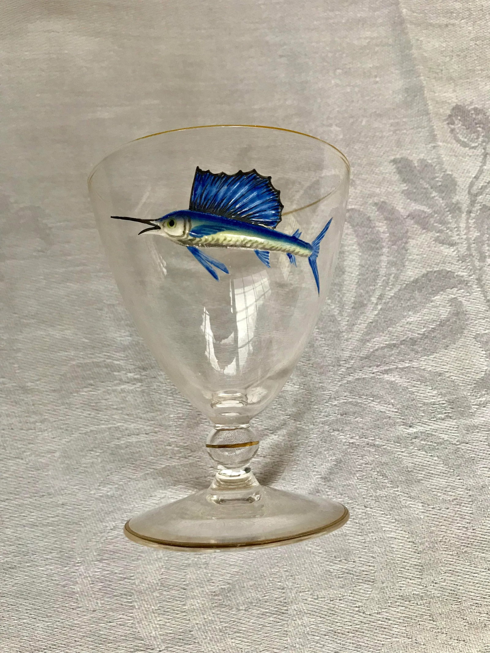 Early 20th Century Bohemian Crystal and Enamel Swordfish Cocktail Gasses - Set of 17 - 3