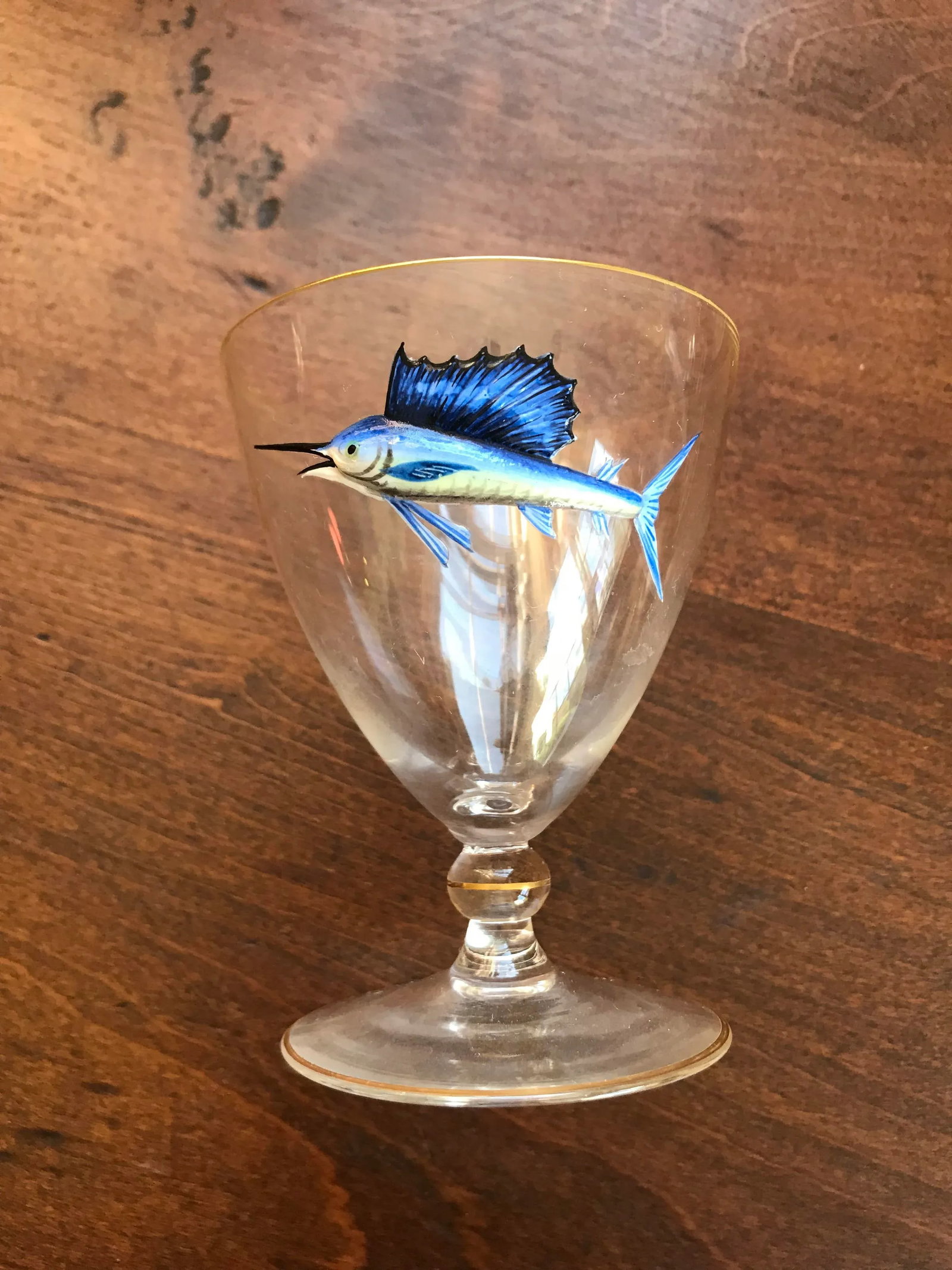 Early 20th Century Bohemian Crystal and Enamel Swordfish Cocktail Gasses - Set of 17 - 5