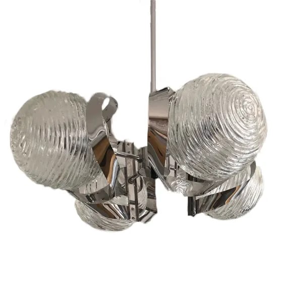 Bended Chrome Chandelier in Style of Gaetano Sciolari (Not Wired) - 2