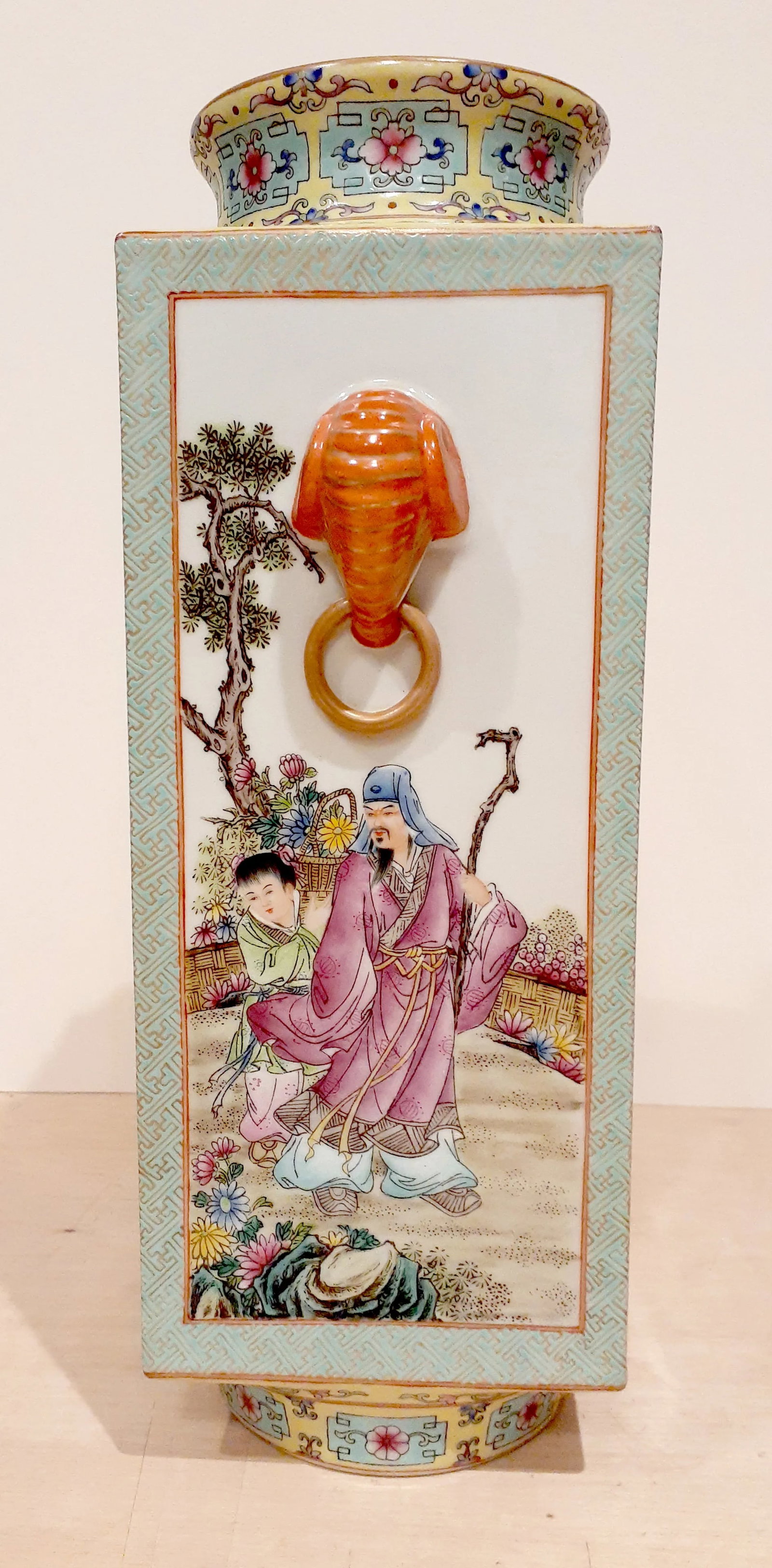 Early 20th Century Chinese Porcelain Landscapes and Garden Scenes Cong Vase - 3