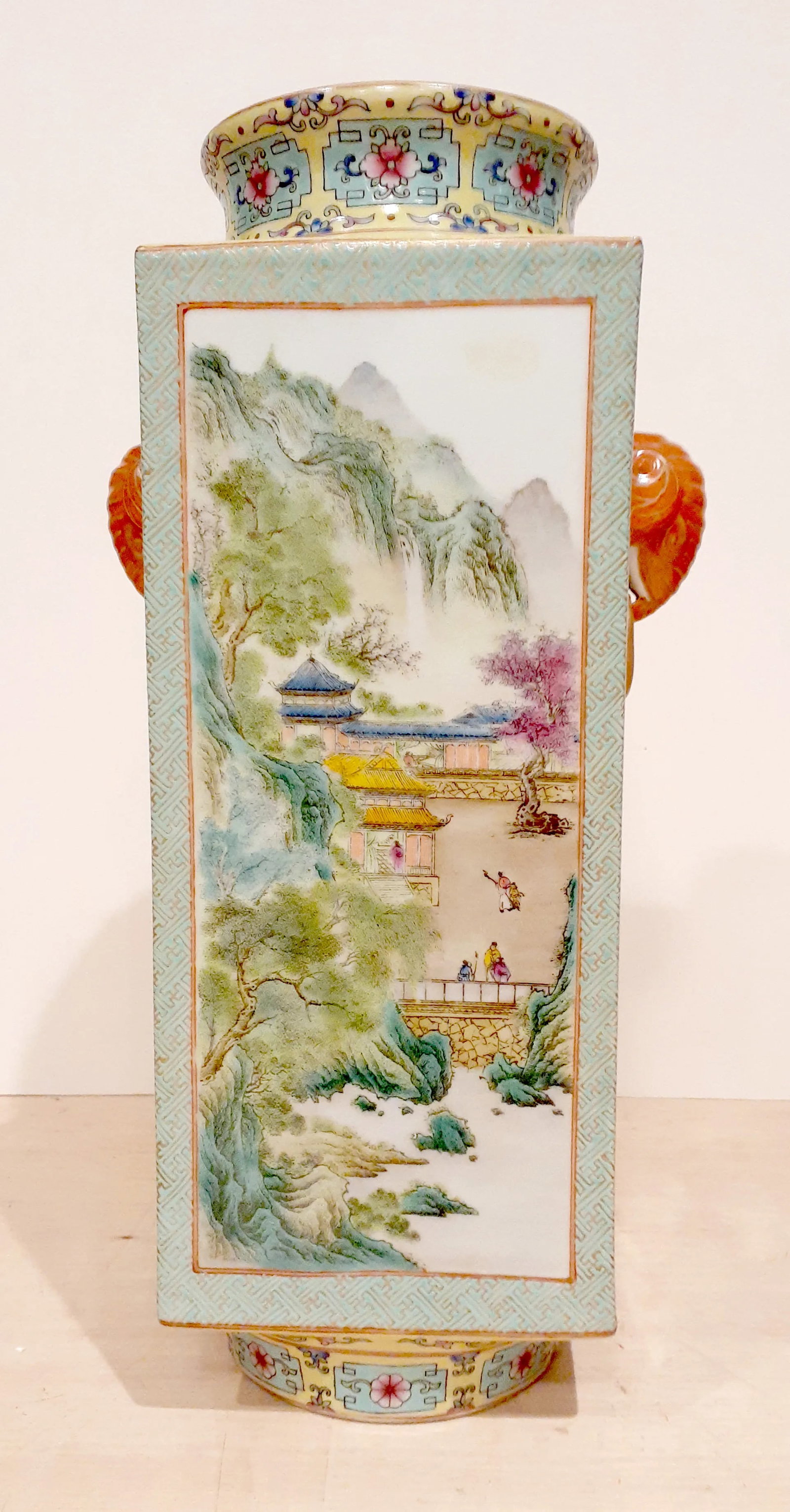 Early 20th Century Chinese Porcelain Landscapes and Garden Scenes Cong Vase - 4