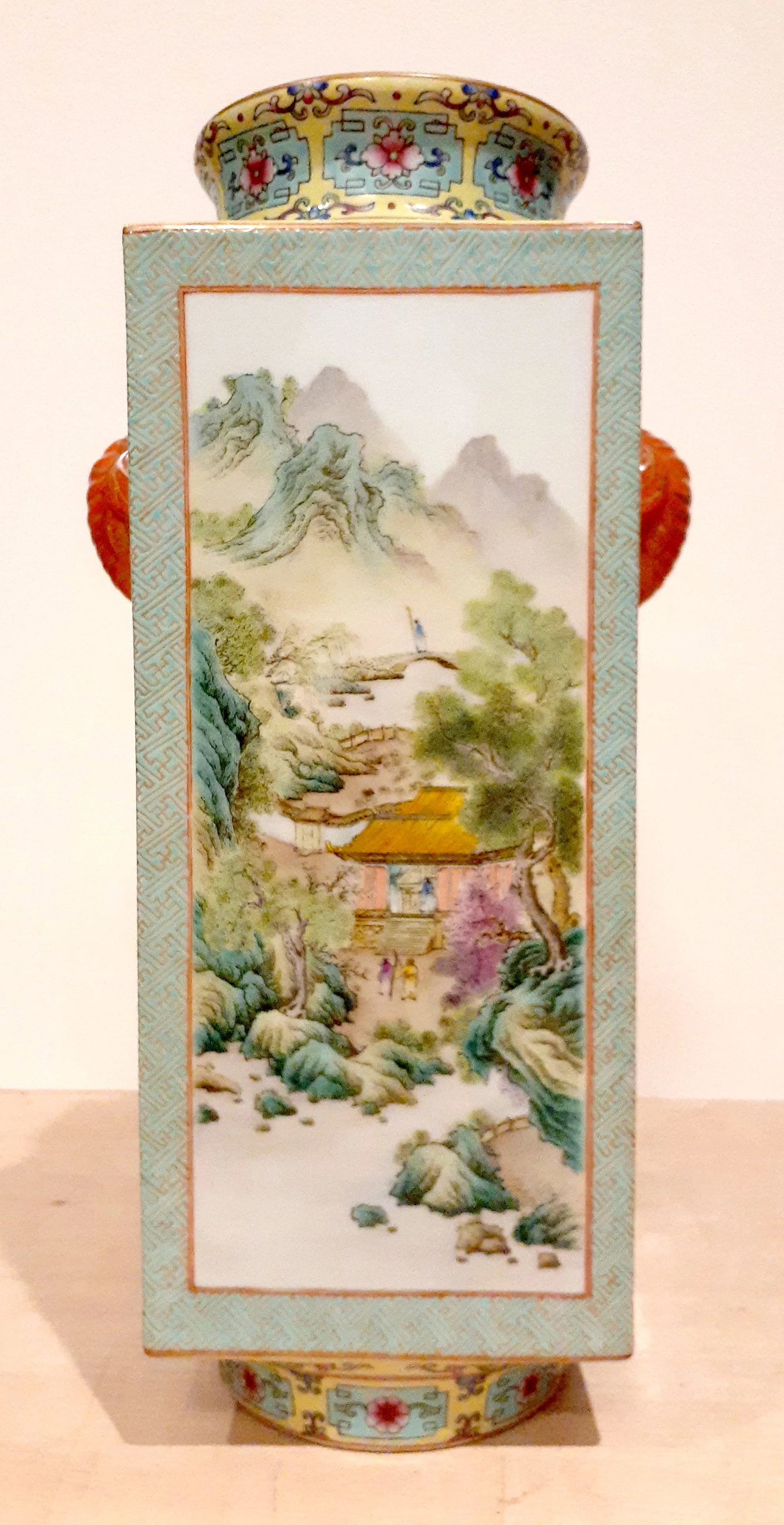 Early 20th Century Chinese Porcelain Landscapes and Garden Scenes Cong Vase - 7