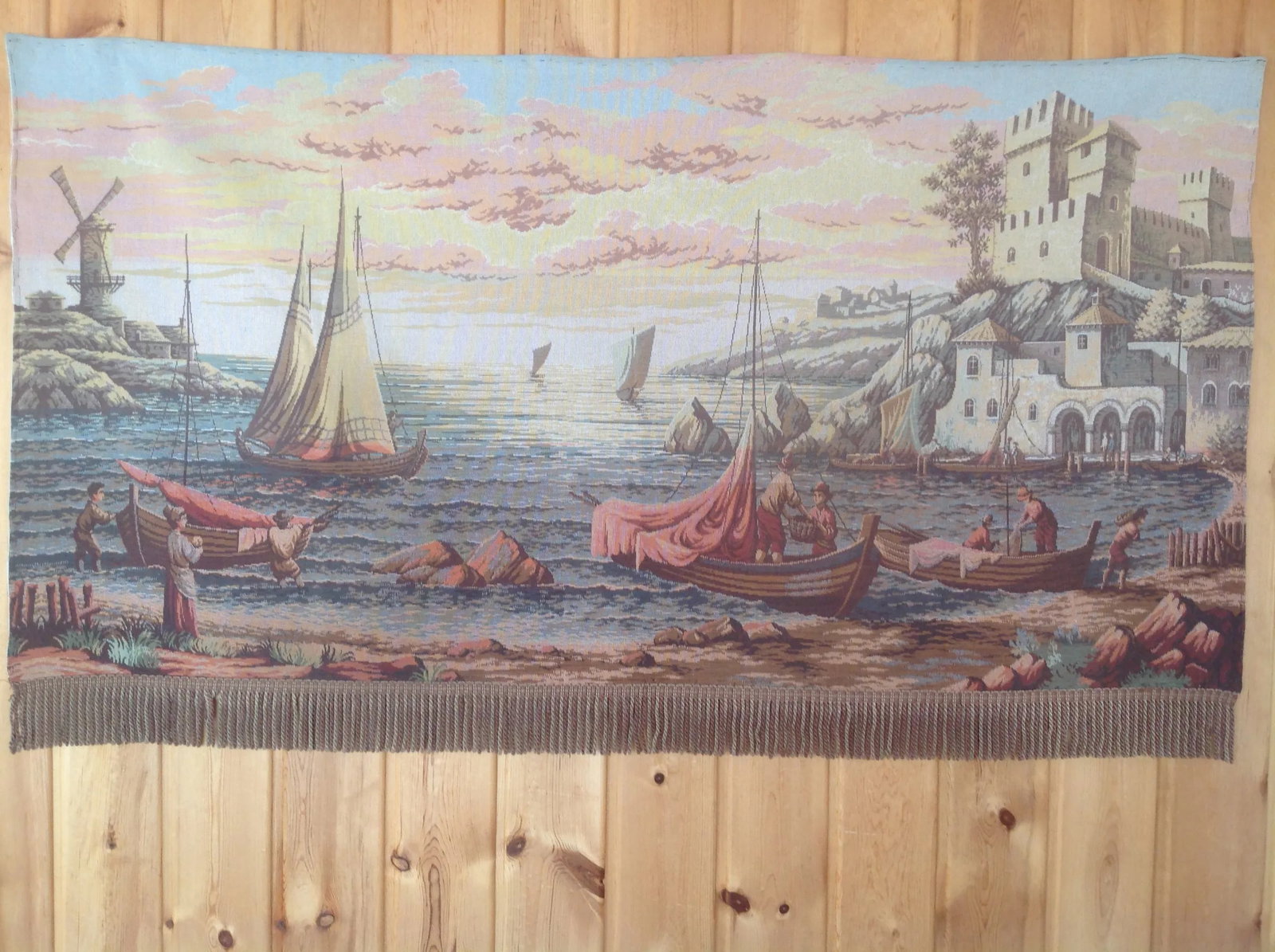 French Dutch Port Scene Tapestry - 2