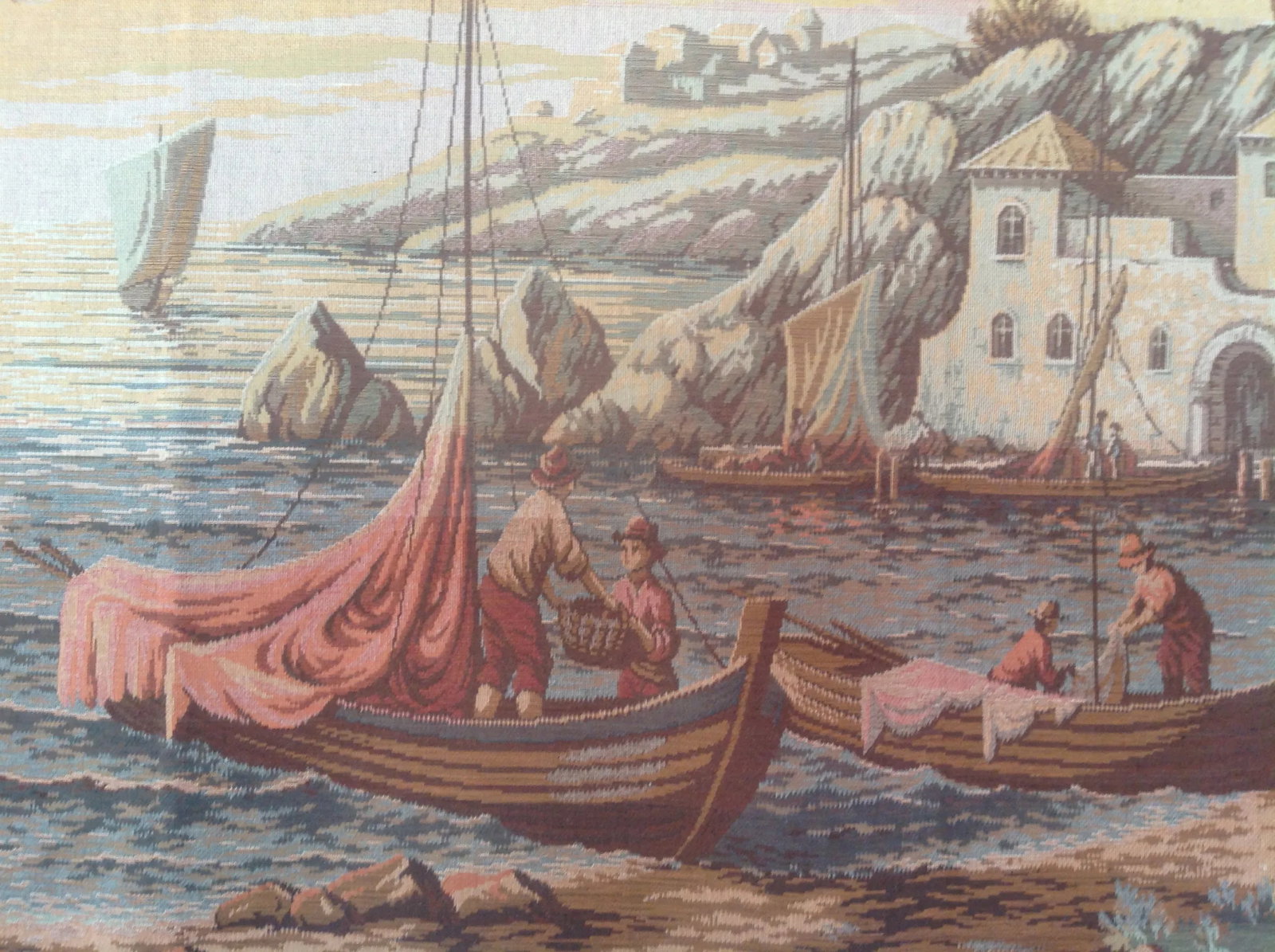 French Dutch Port Scene Tapestry - 3