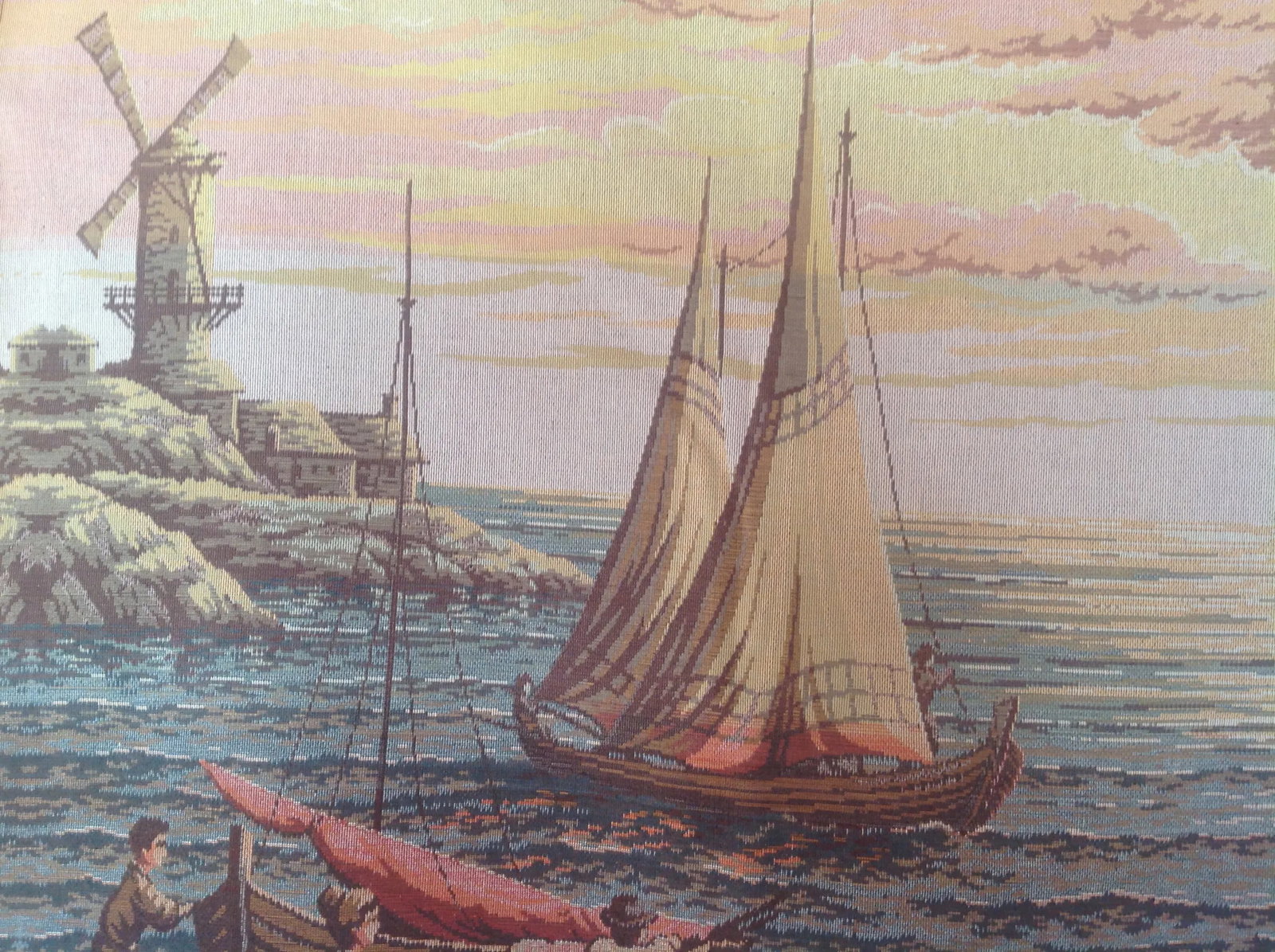 French Dutch Port Scene Tapestry - 4