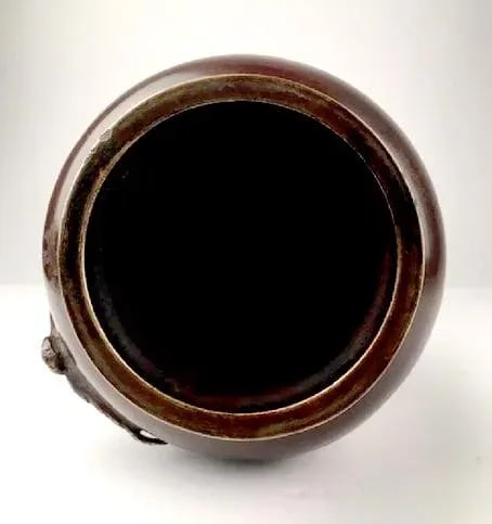 Antique Japanese Meiji Era Bronze Crane Vase - 6
