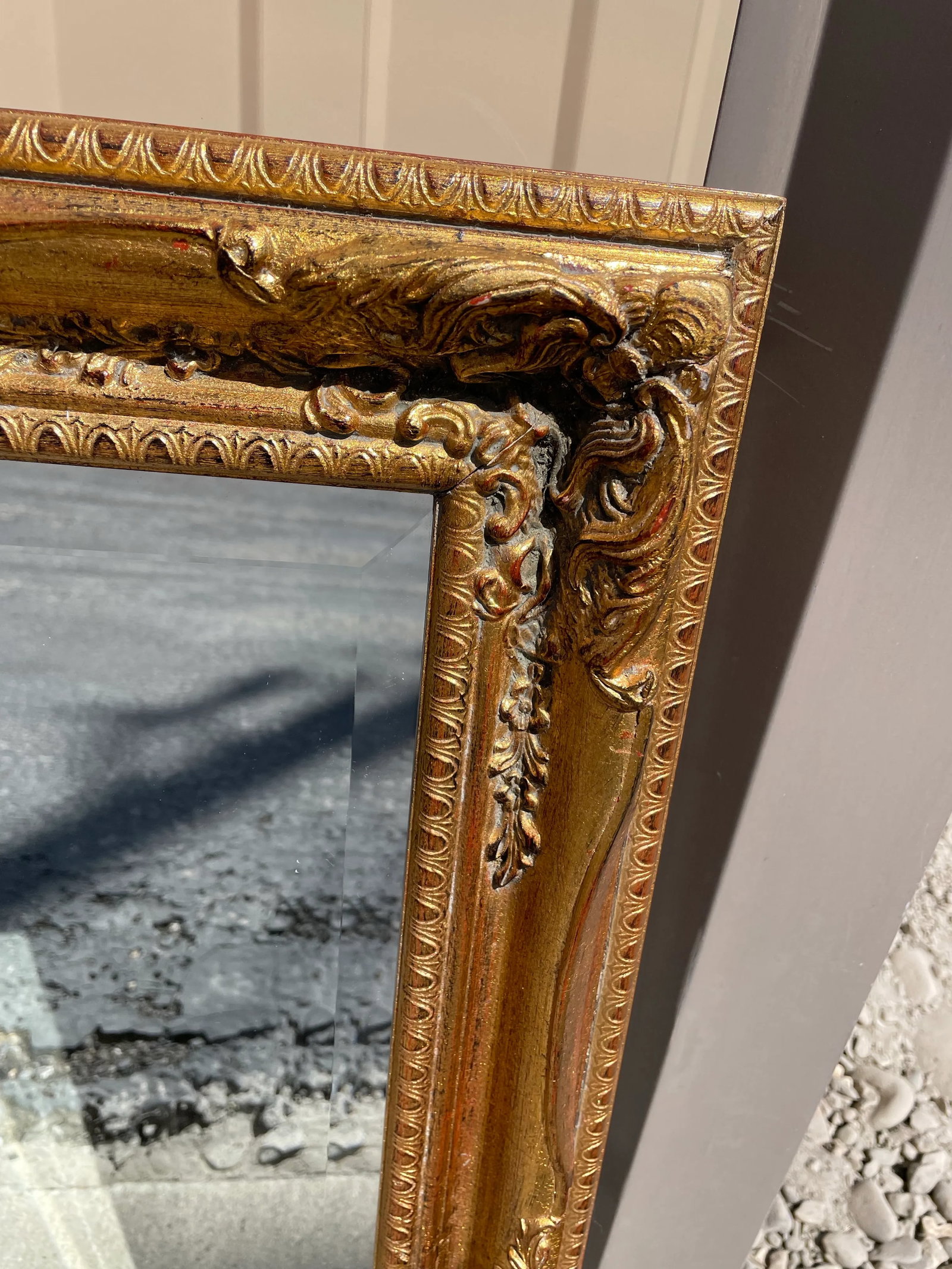 Vintage Ornate Gold Framed Beveled Mirror - 2