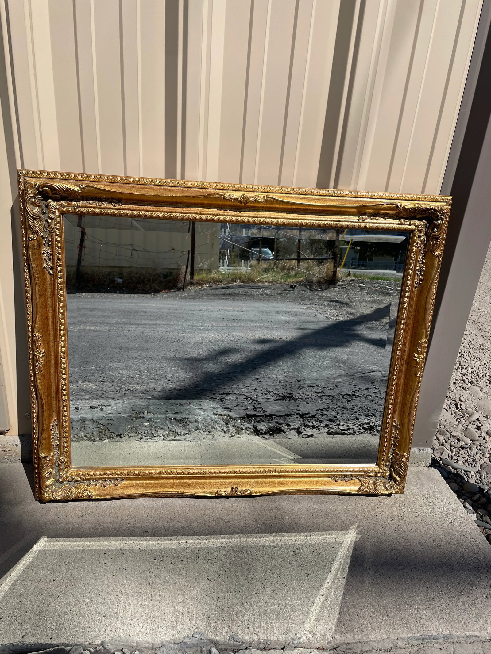 Vintage Ornate Gold Framed Beveled Mirror - 3