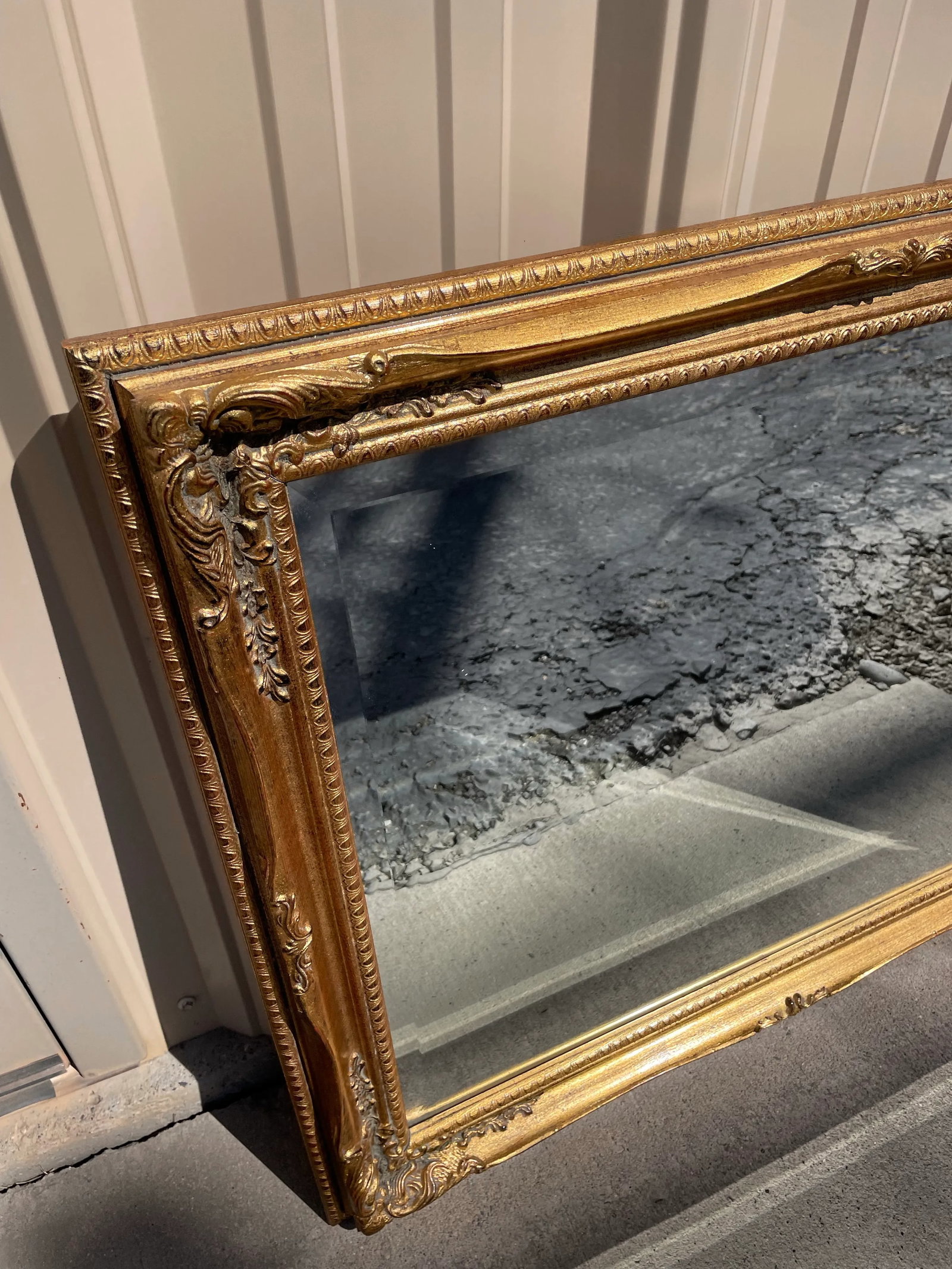 Vintage Ornate Gold Framed Beveled Mirror - 4
