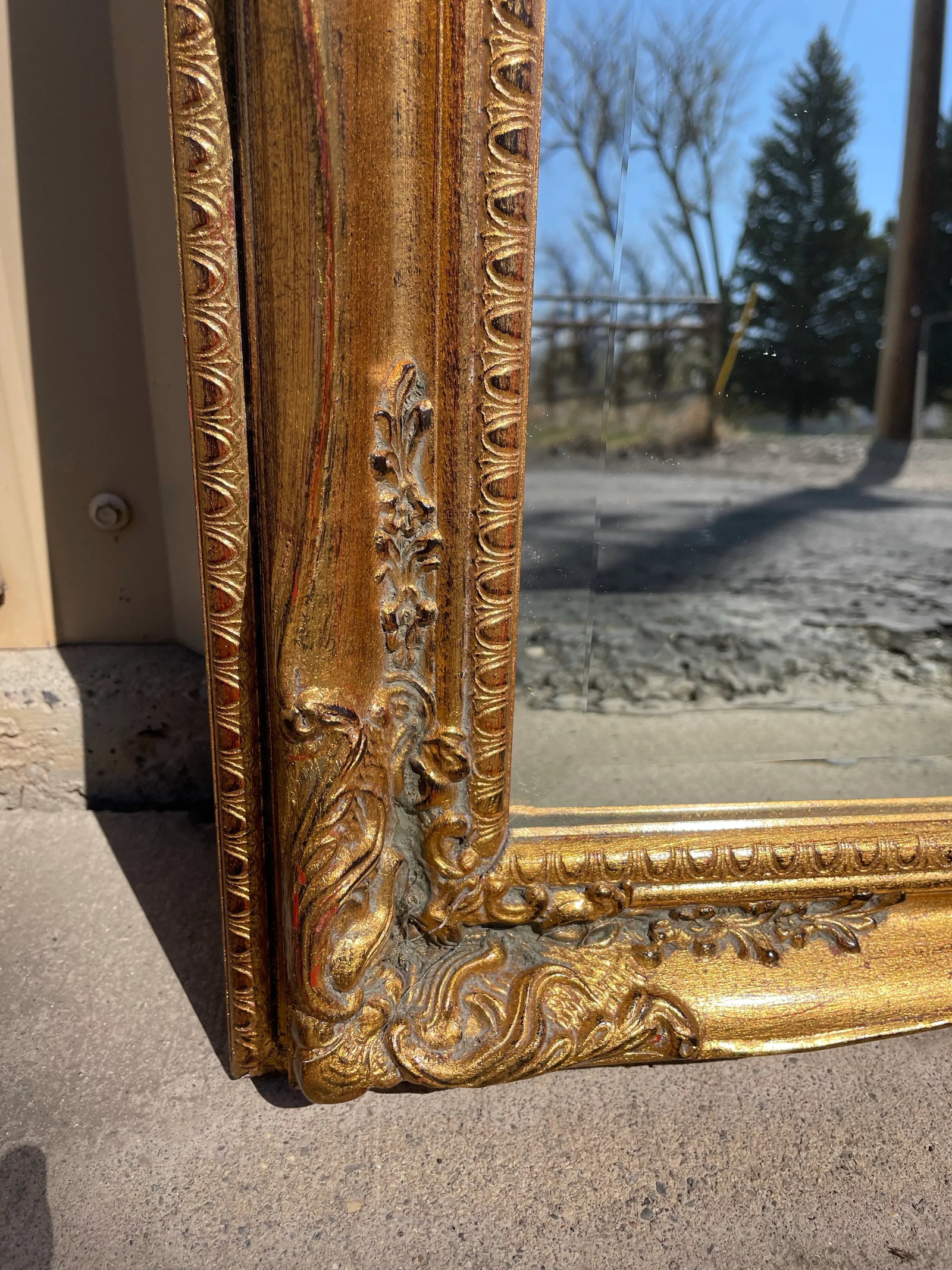 Vintage Ornate Gold Framed Beveled Mirror - 5