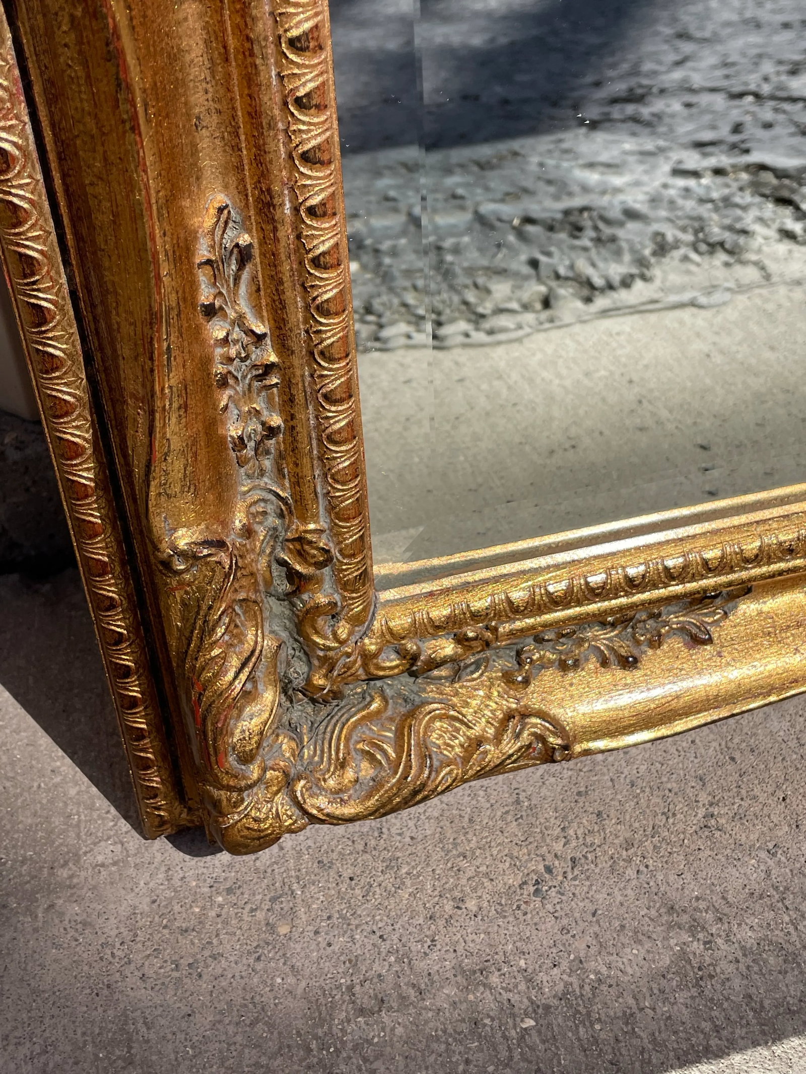 Vintage Ornate Gold Framed Beveled Mirror - 7