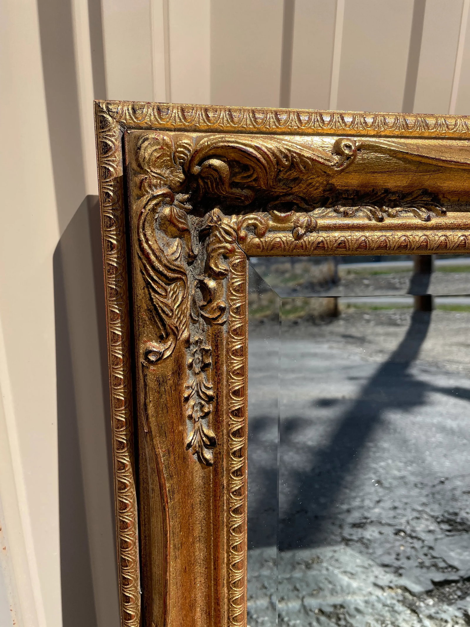 Vintage Ornate Gold Framed Beveled Mirror - 8