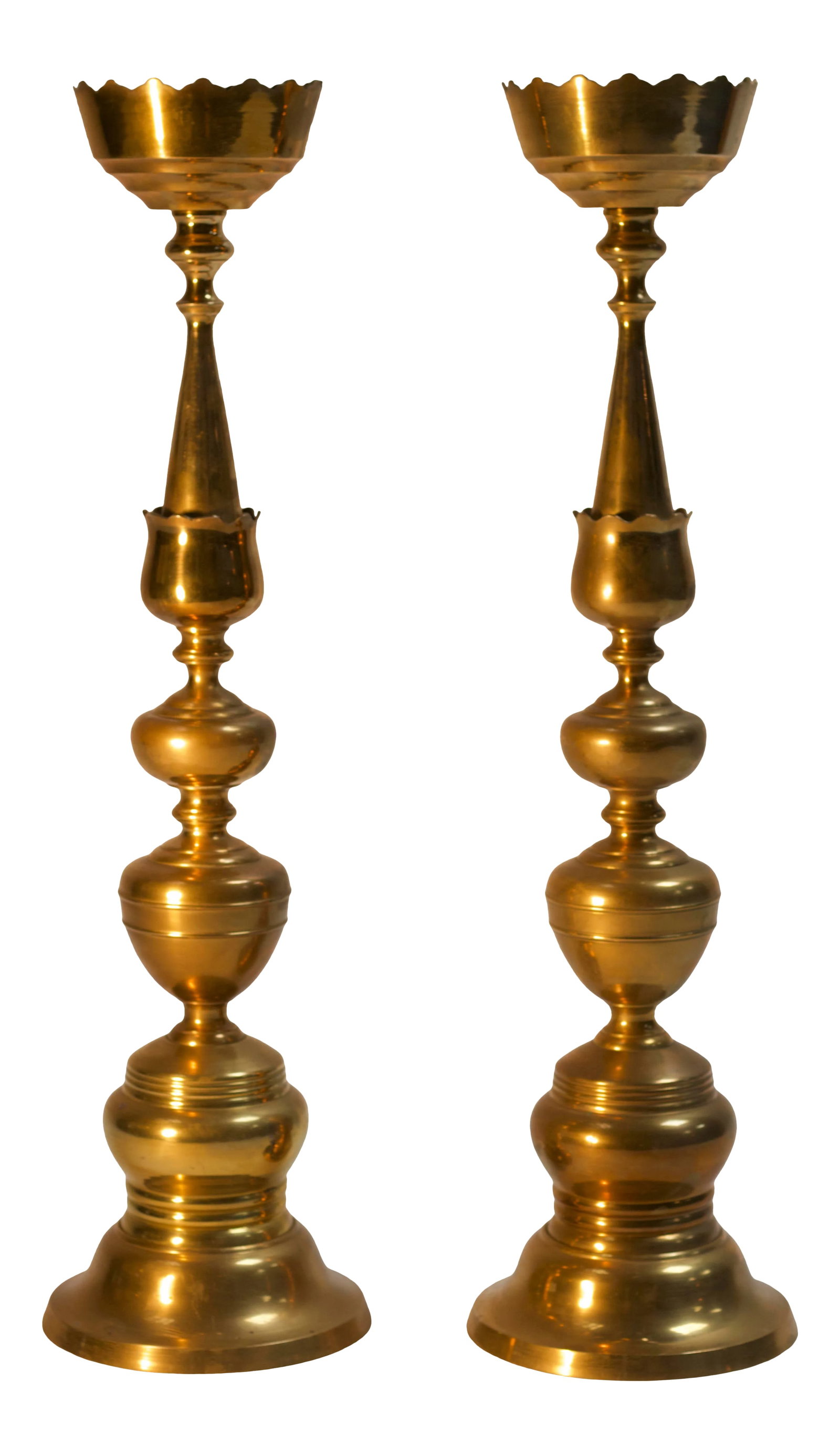 Vintage Monumental Brass Candlesticks- a Pair (1 of 3)