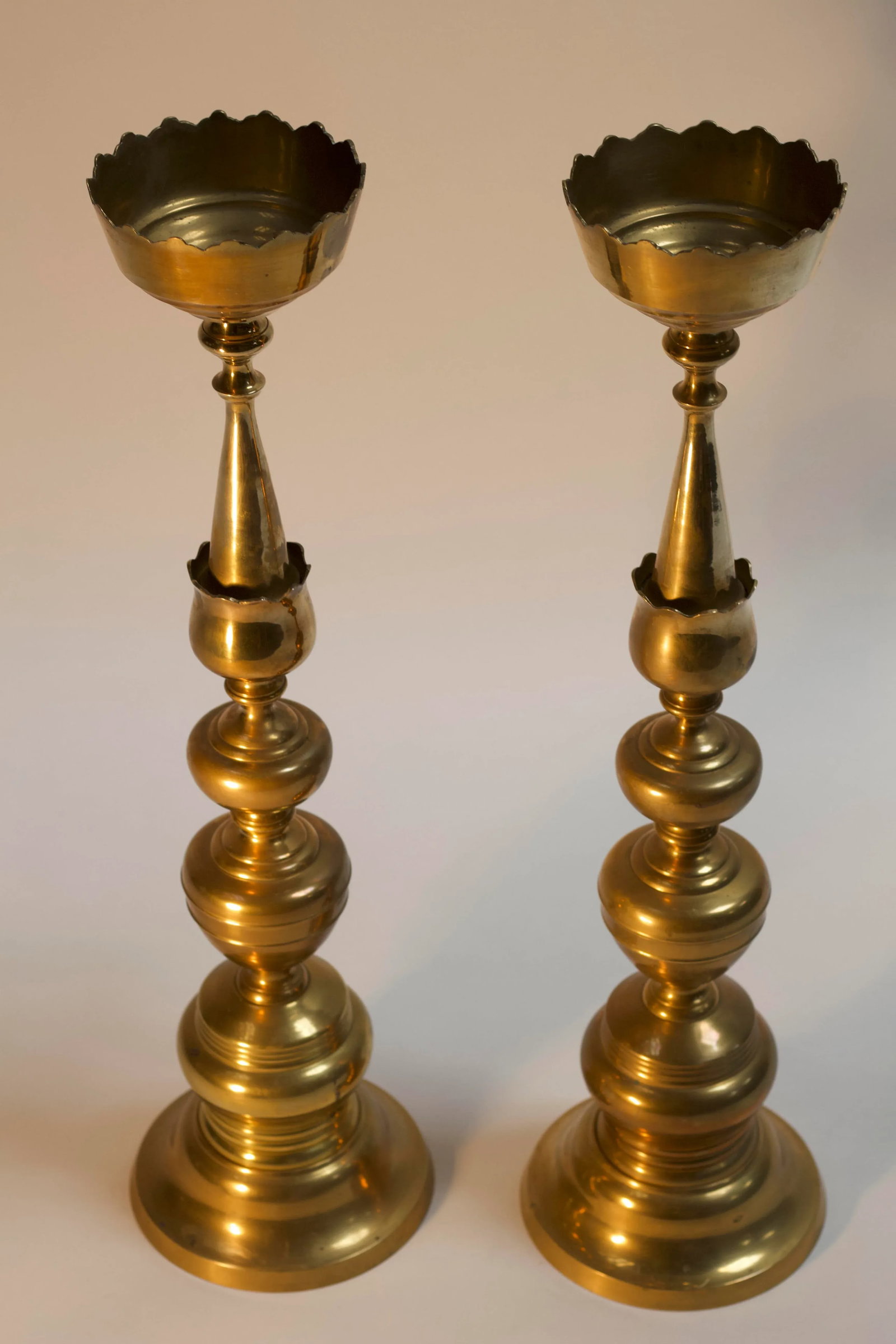 Vintage Monumental Brass Candlesticks- a Pair - 2