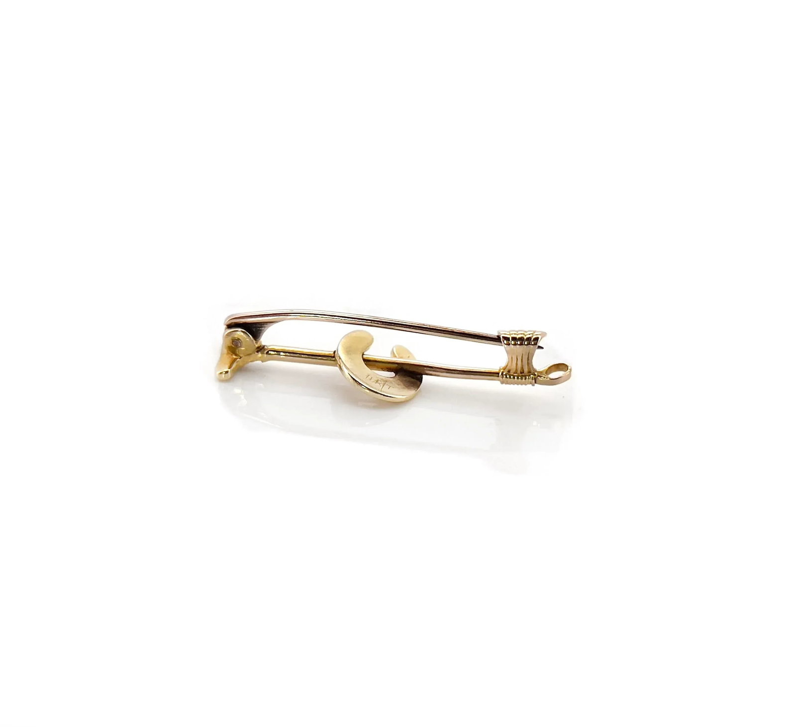 Victorian 14k Polo Mallet and Horseshoe Pearl Brooch - 6