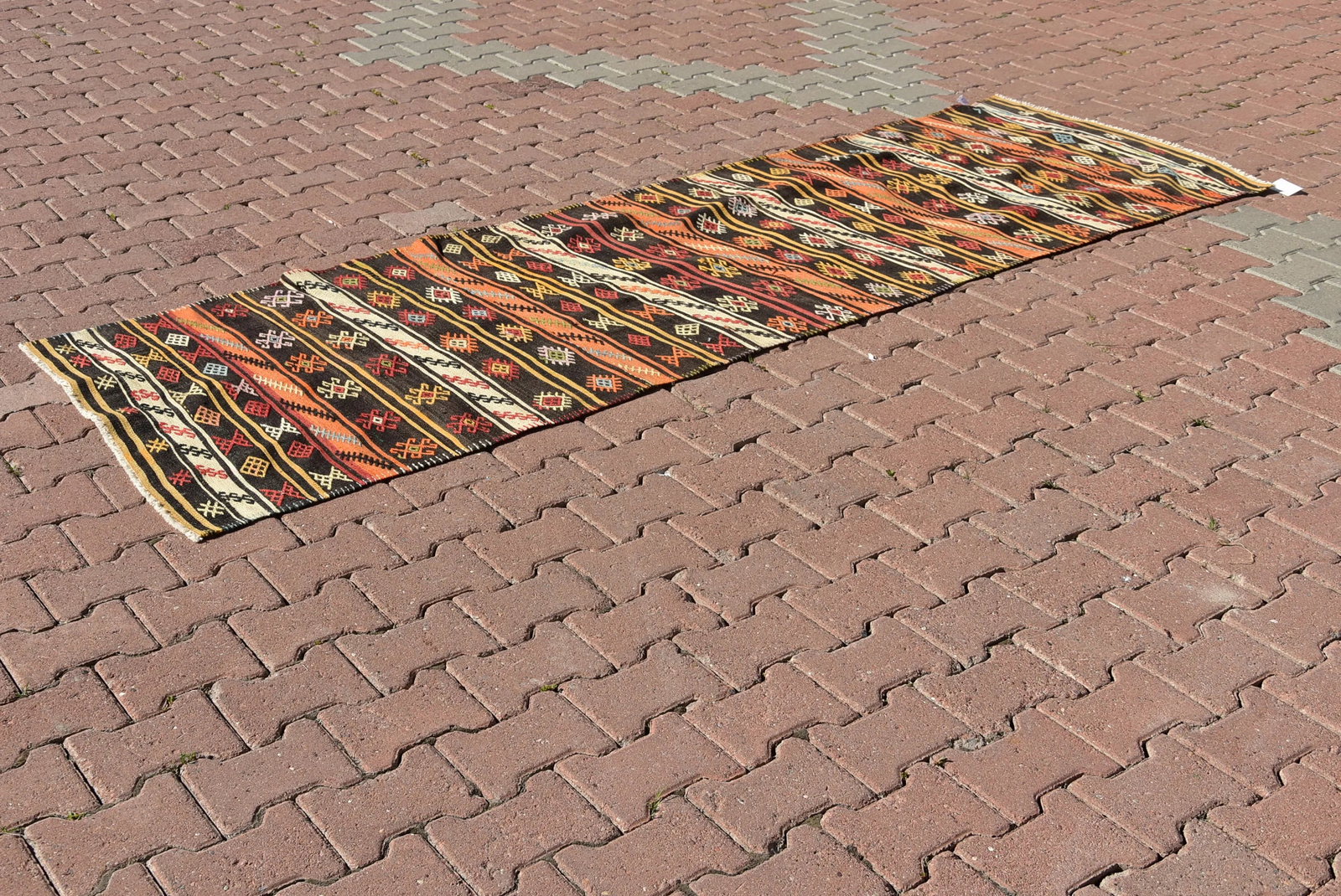 1970s Rustic Style Handmade Oushak Turkish Kilim Runner Rug - 6