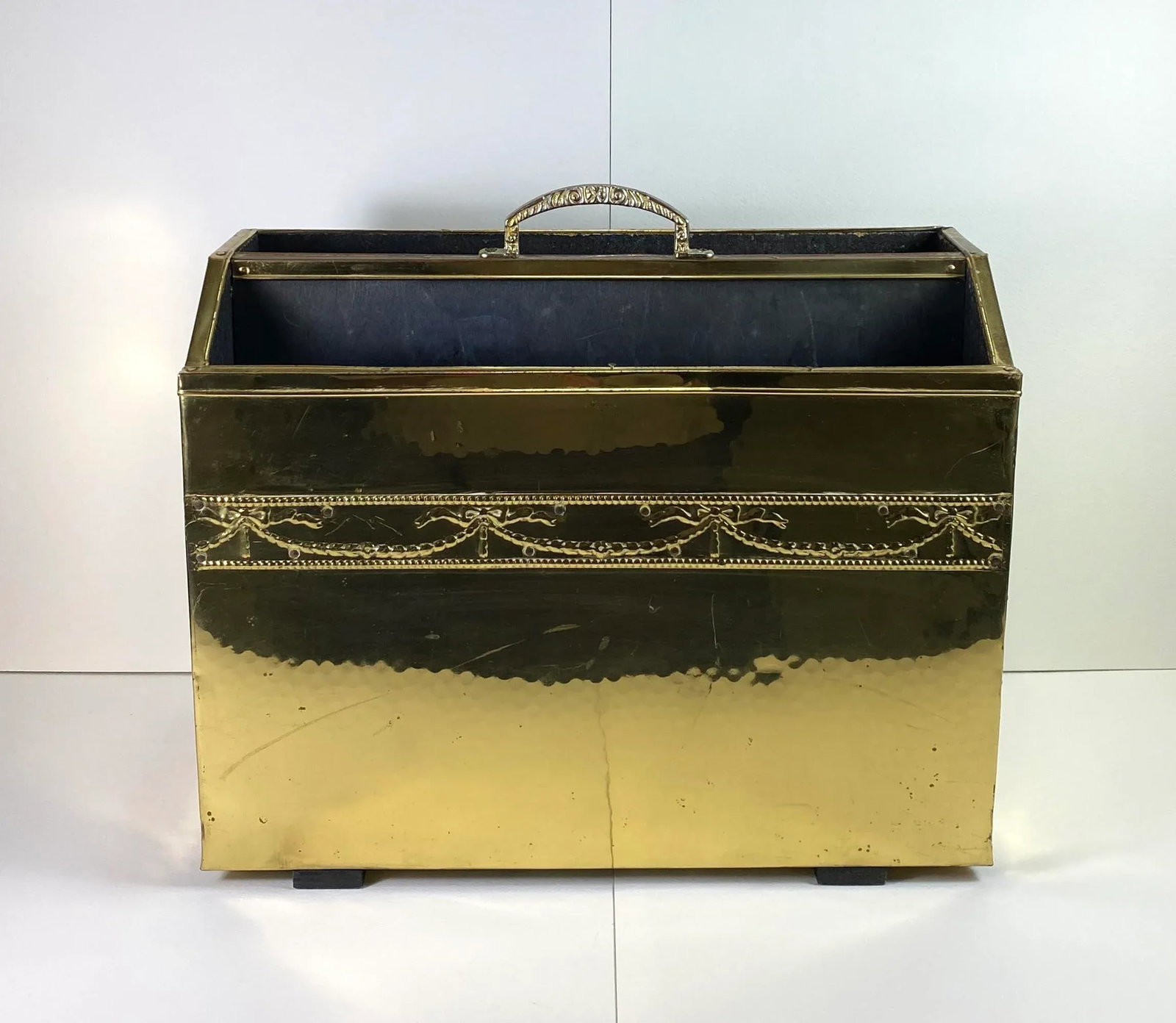 Vintage Brass Clad Magazine Rack - 10