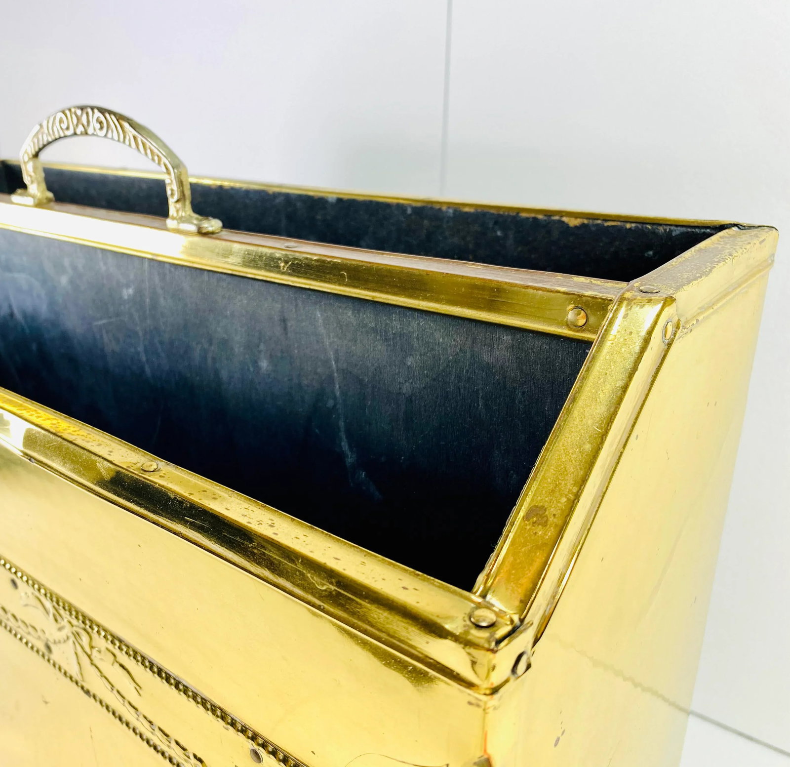 Vintage Brass Clad Magazine Rack - 2
