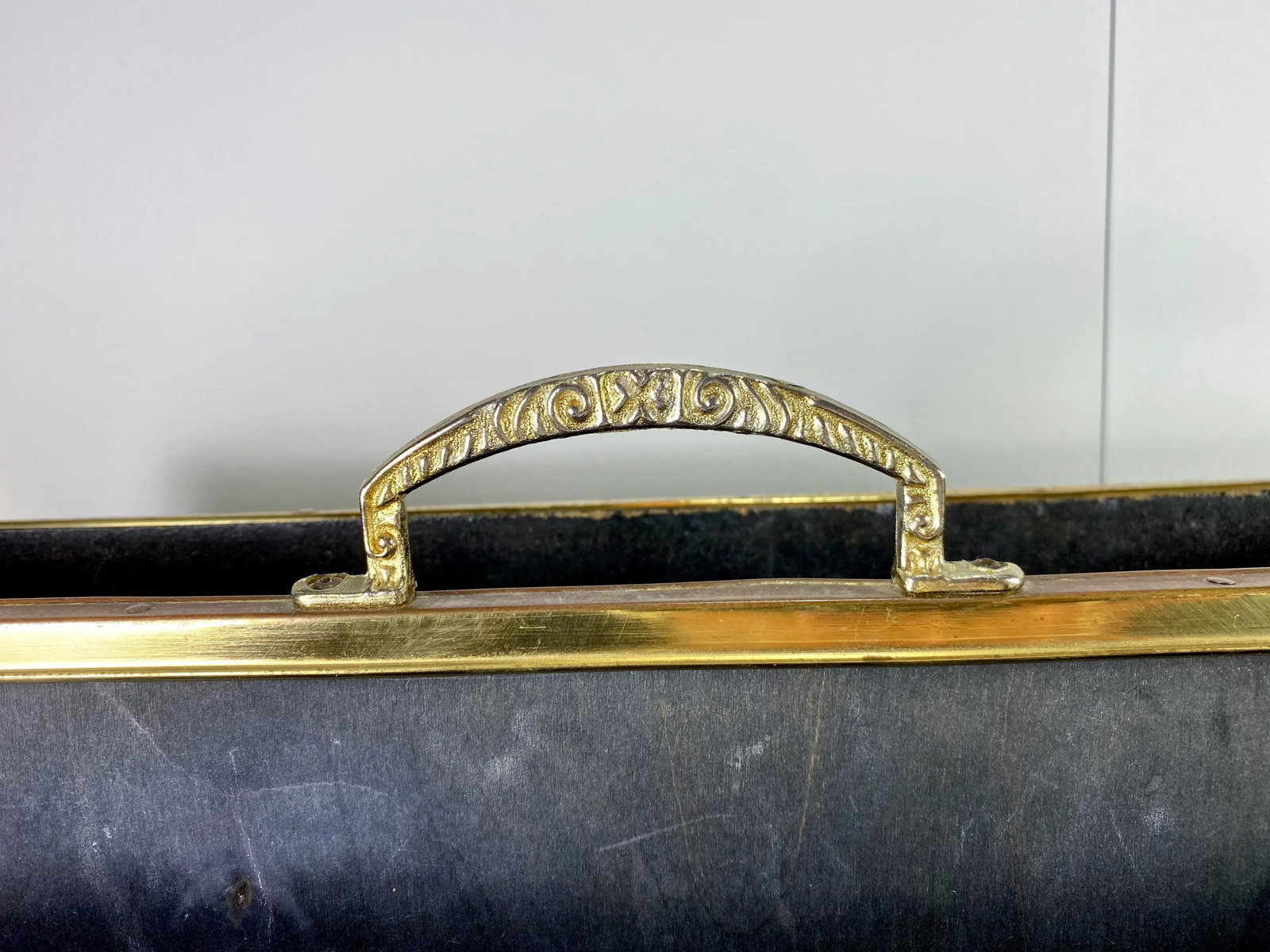 Vintage Brass Clad Magazine Rack - 3