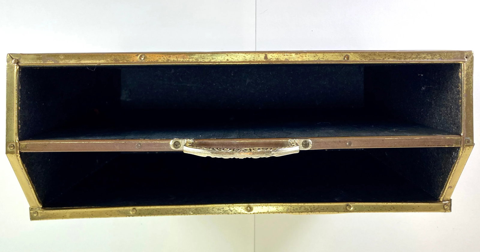 Vintage Brass Clad Magazine Rack - 4