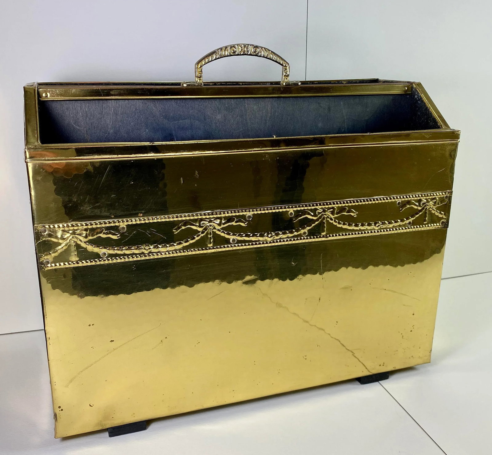 Vintage Brass Clad Magazine Rack - 7