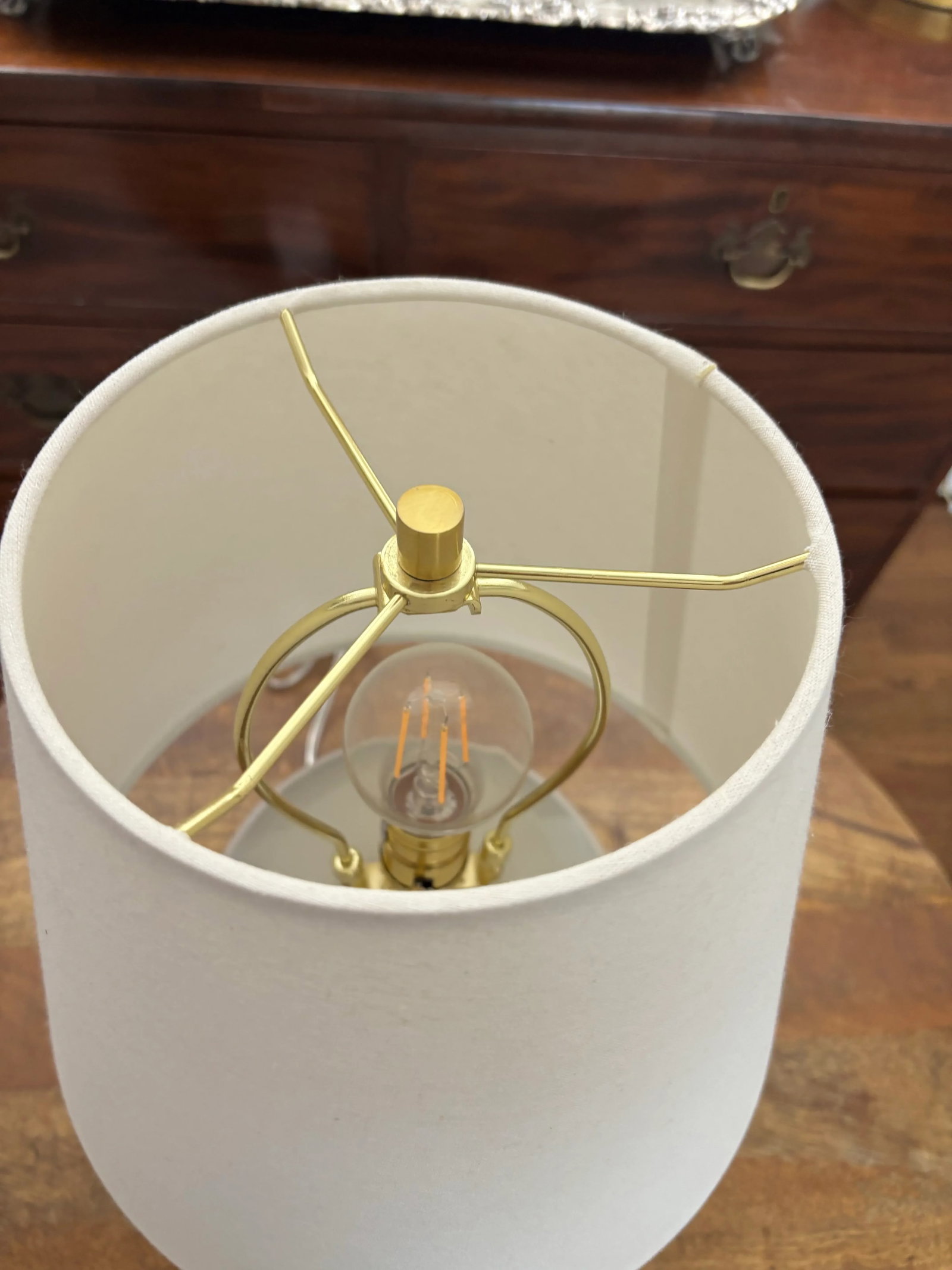 Contemporary Classic Ralph Lauren Off White Crackle Glaze Sphere Ball Lamp With Rigid Shade - 6