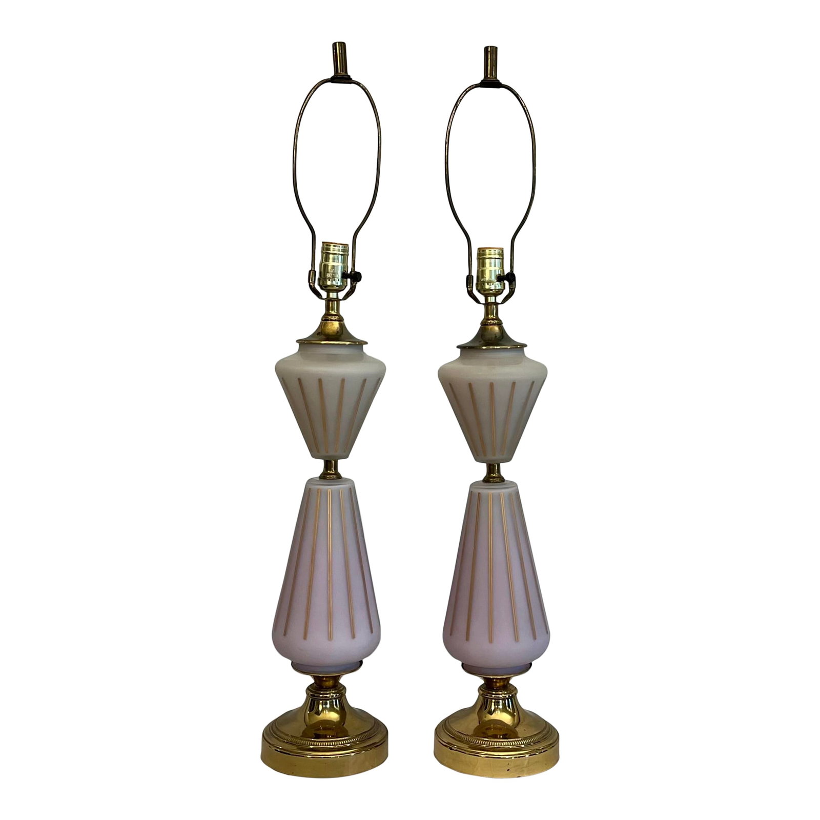 1960s Mid-Century Modern Atomic Table Lamps - A Pair: We discovered these Mid-Century lamps in the very home where they had originally been acquired. For well over 60 years, these lamps served as the living room lamps for this single family. (We tossed t