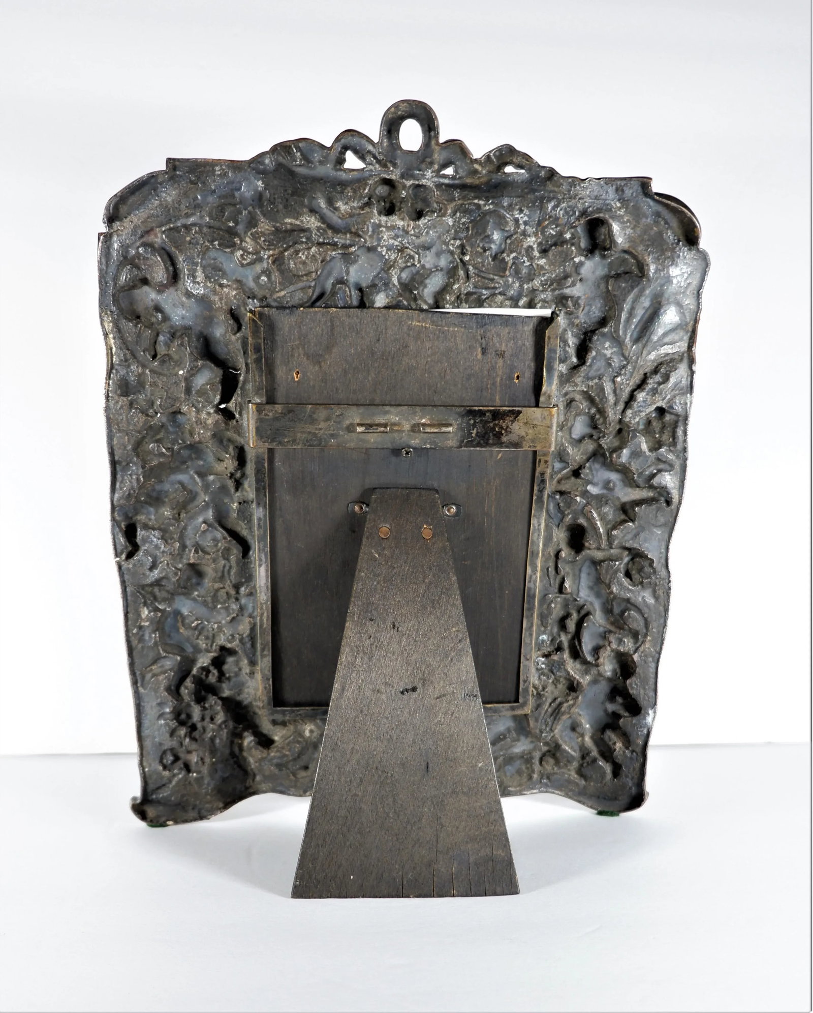 Antique Silver Over Copper Table Frame With Cherubs - 5