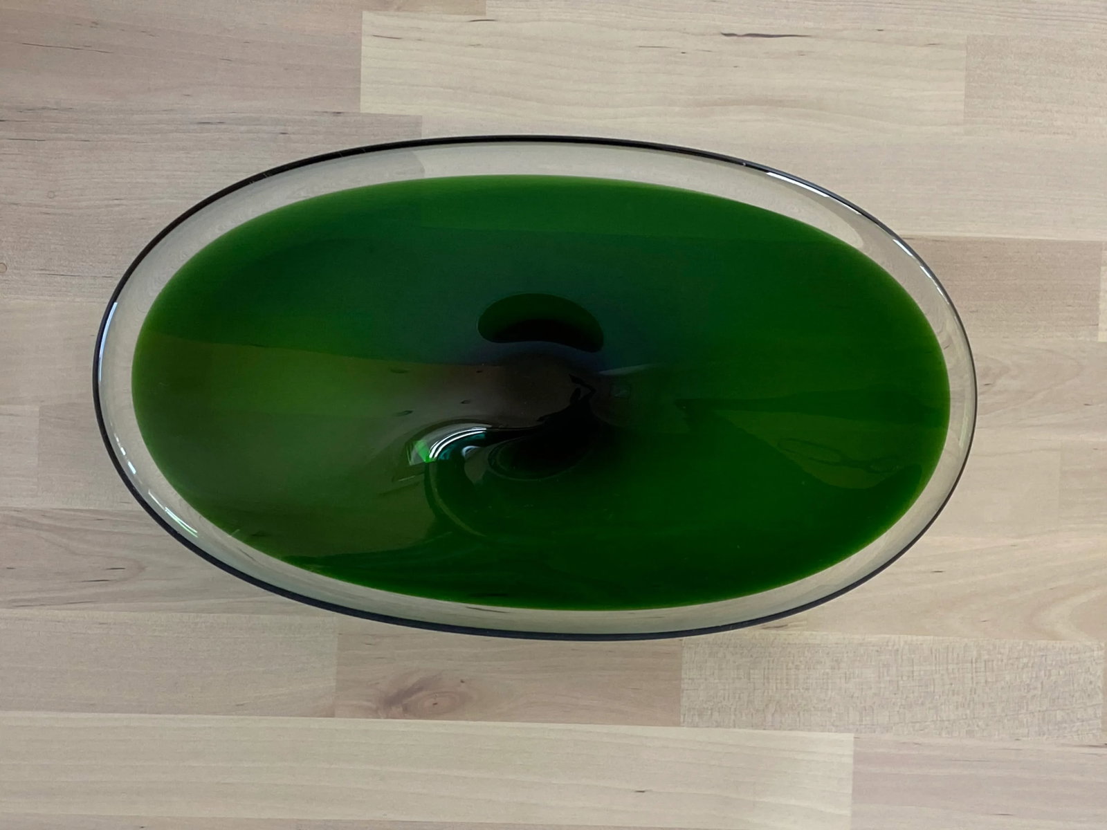 Early 1950s Oval Green Glass Sommerso Console Bowl Attributed to Erickson Glass - 10