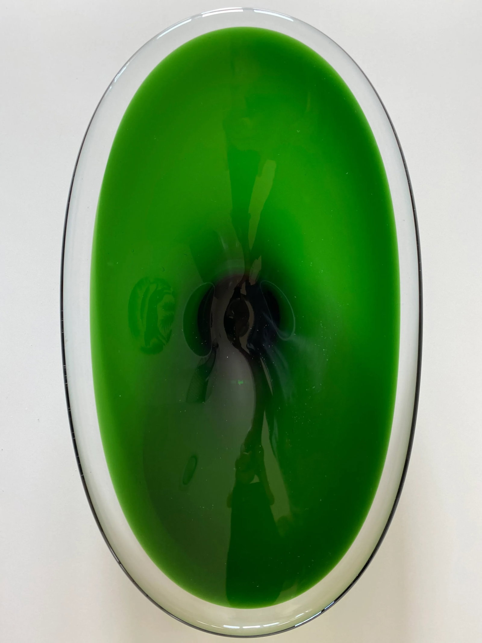Early 1950s Oval Green Glass Sommerso Console Bowl Attributed to Erickson Glass - 11