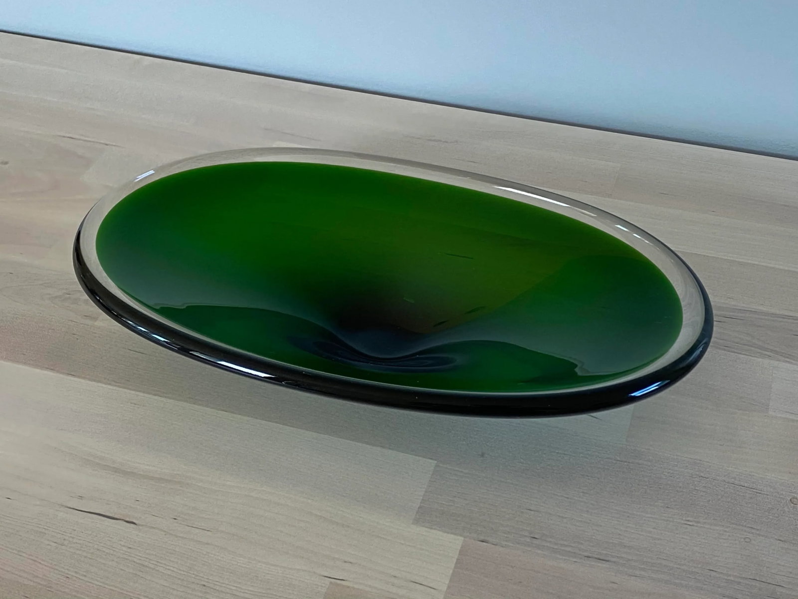 Early 1950s Oval Green Glass Sommerso Console Bowl Attributed to Erickson Glass - 8
