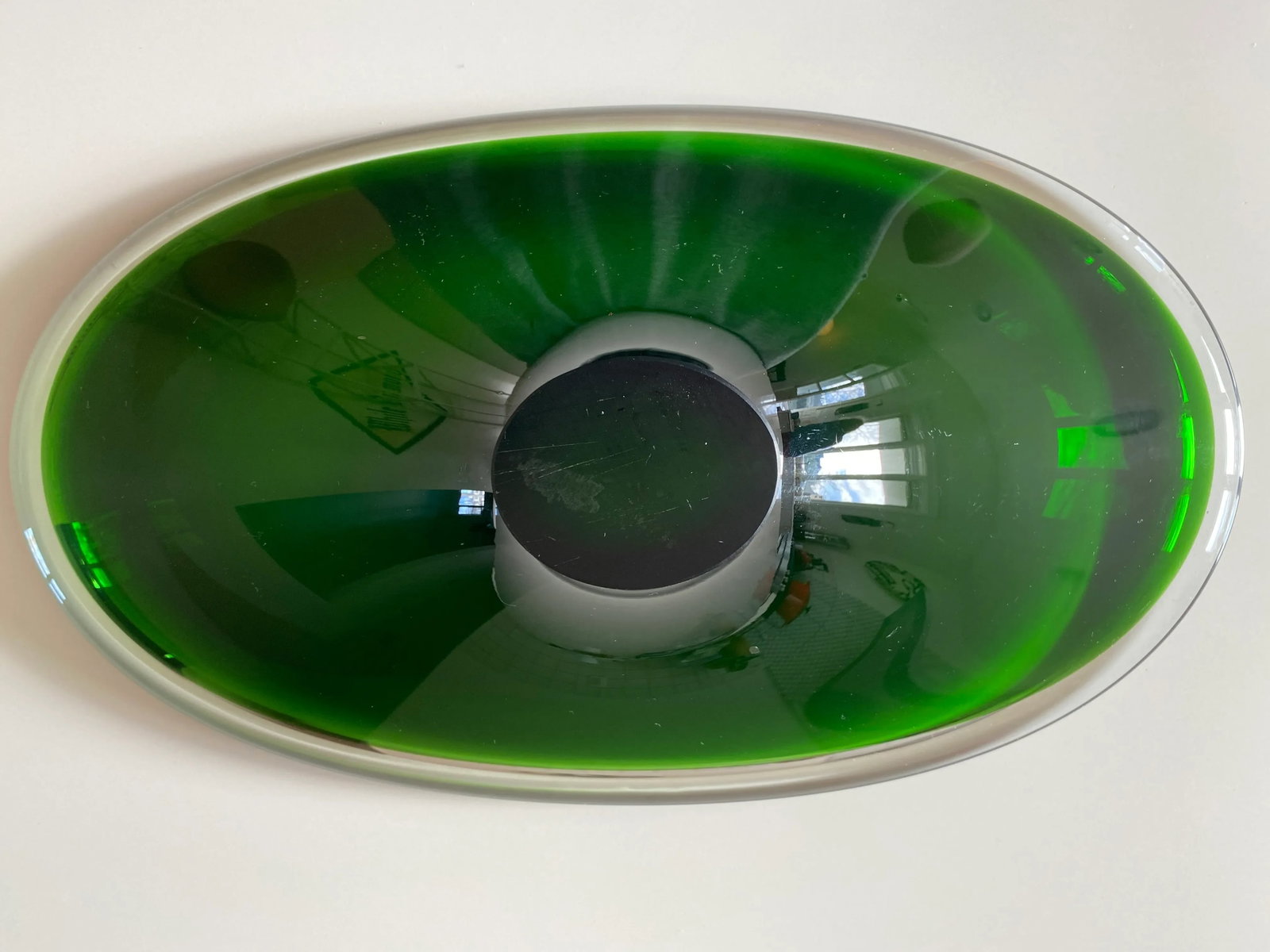 Early 1950s Oval Green Glass Sommerso Console Bowl Attributed to Erickson Glass - 9