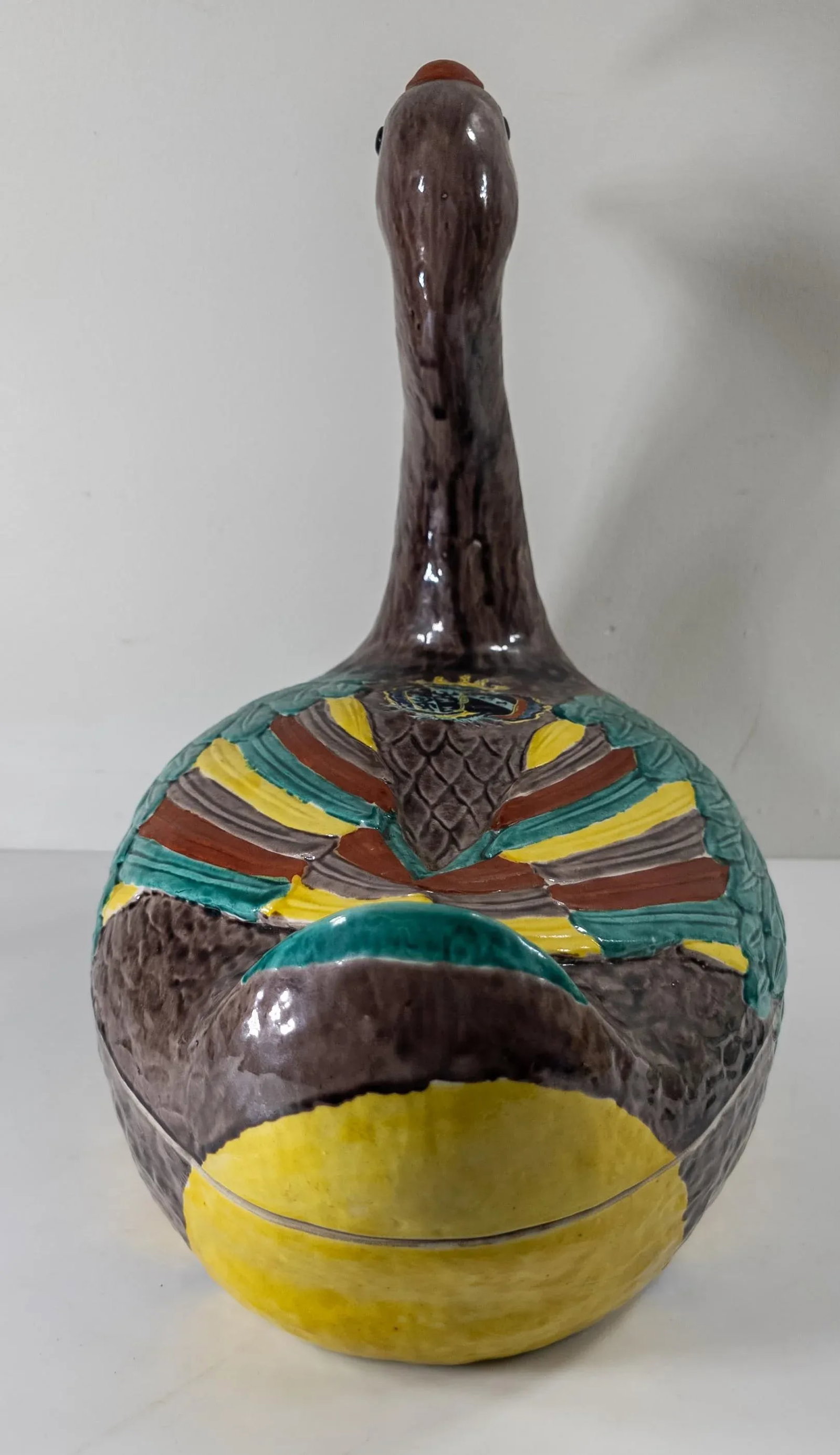 Late 20th Century Chinese Export Style Polychrome Ceramic Duck or Swan Form Tureen - 6