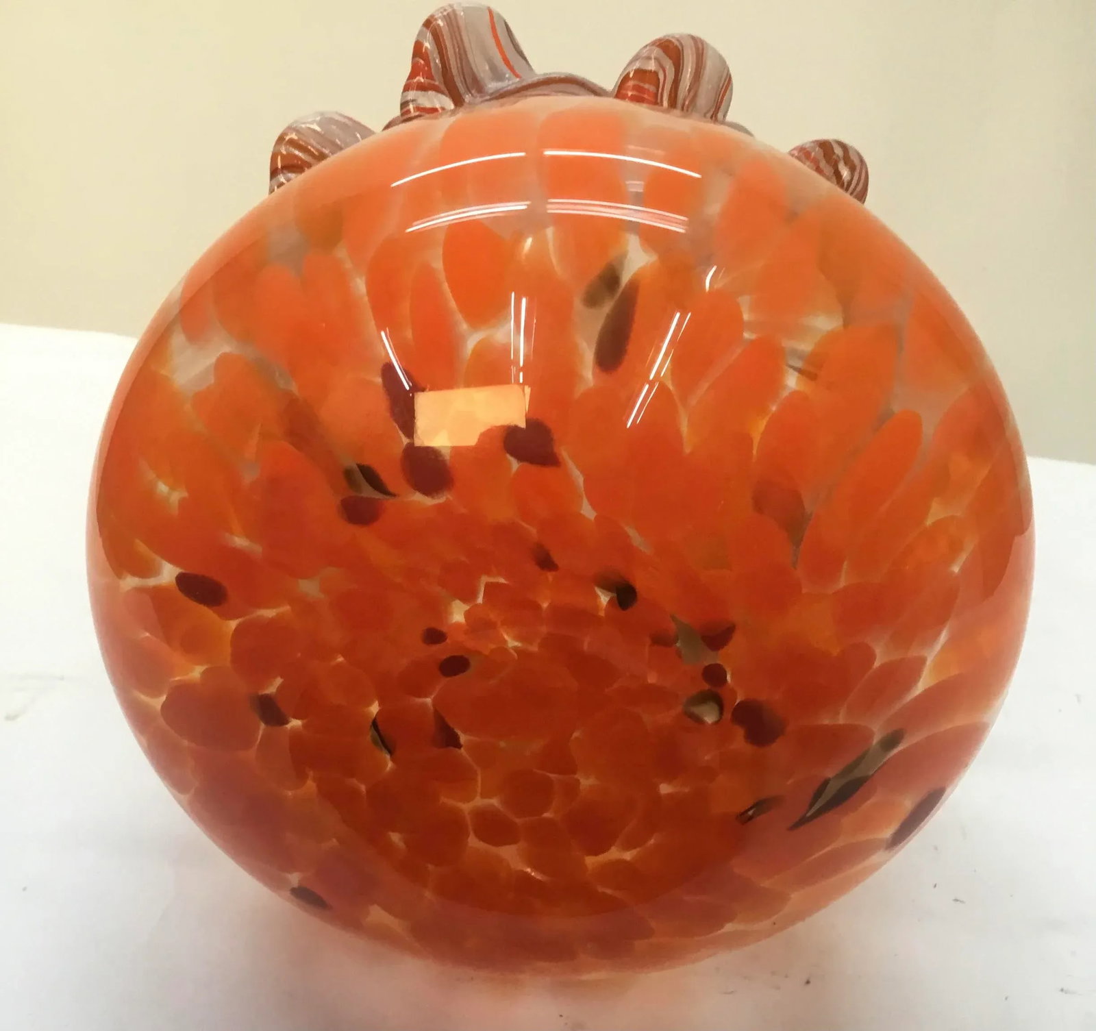 Vintage Murano Glass Orange Vase - 6