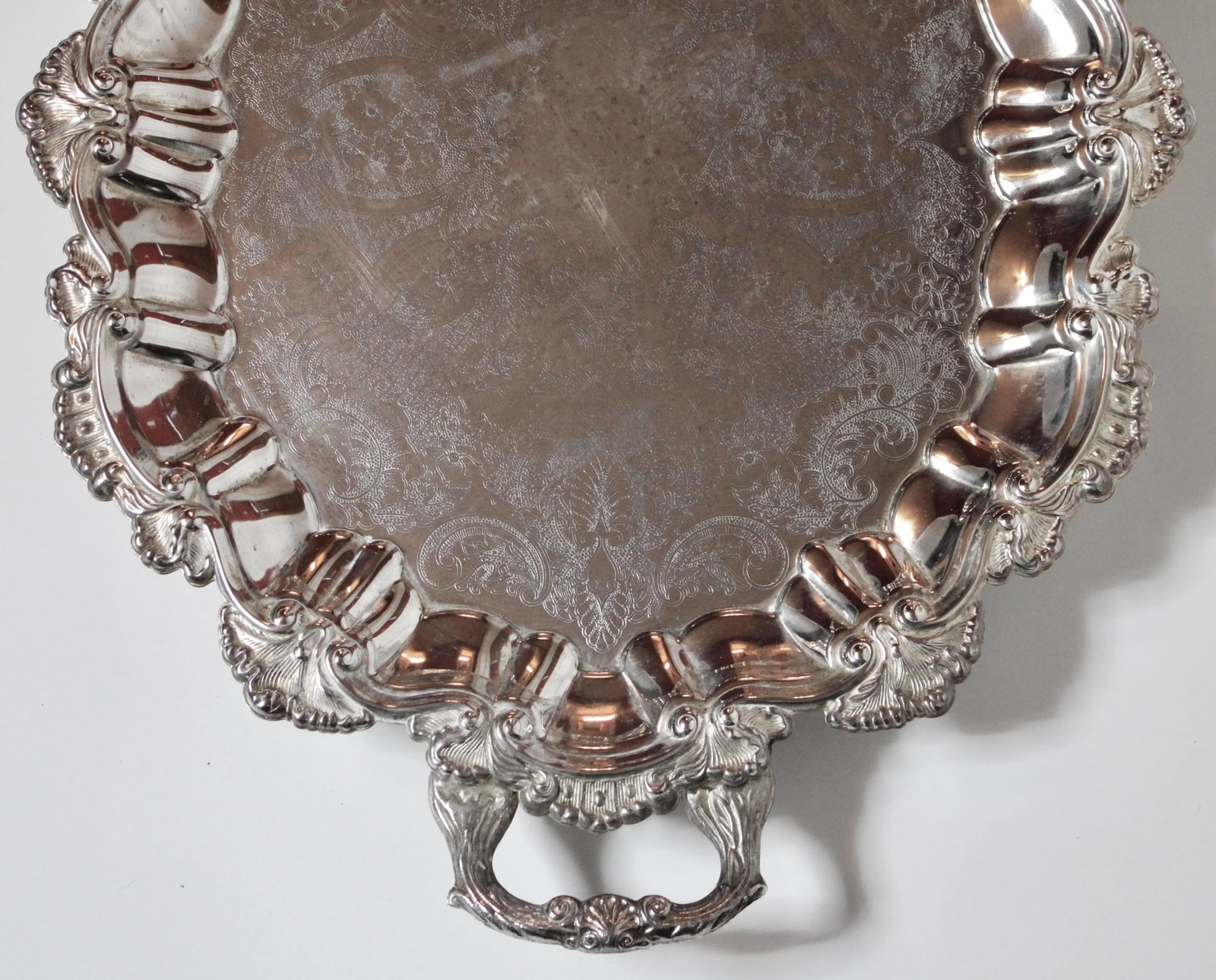 Mid 20th Century French Footed Silver Plate Serving Tray With Handles - 3