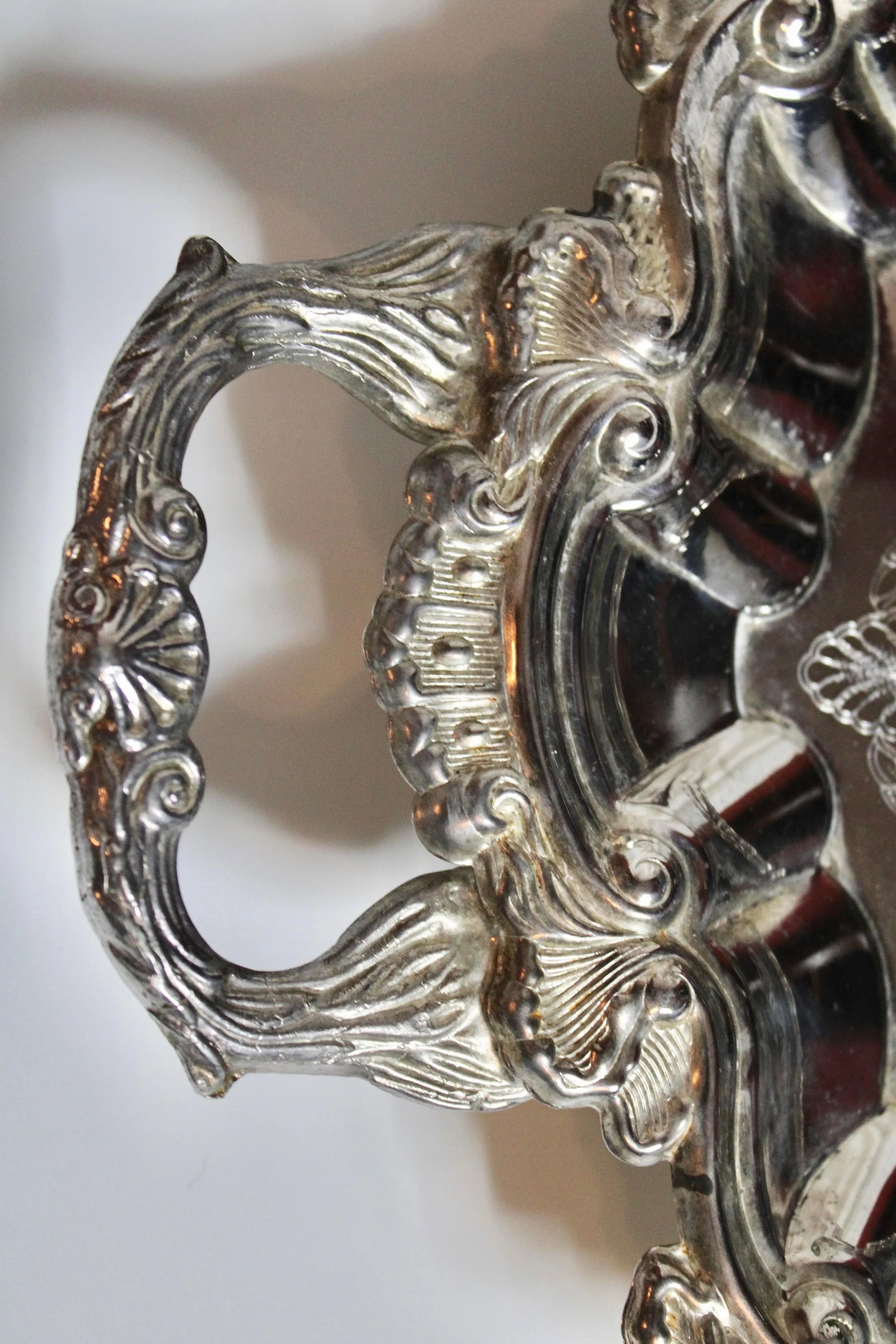 Mid 20th Century French Footed Silver Plate Serving Tray With Handles - 4