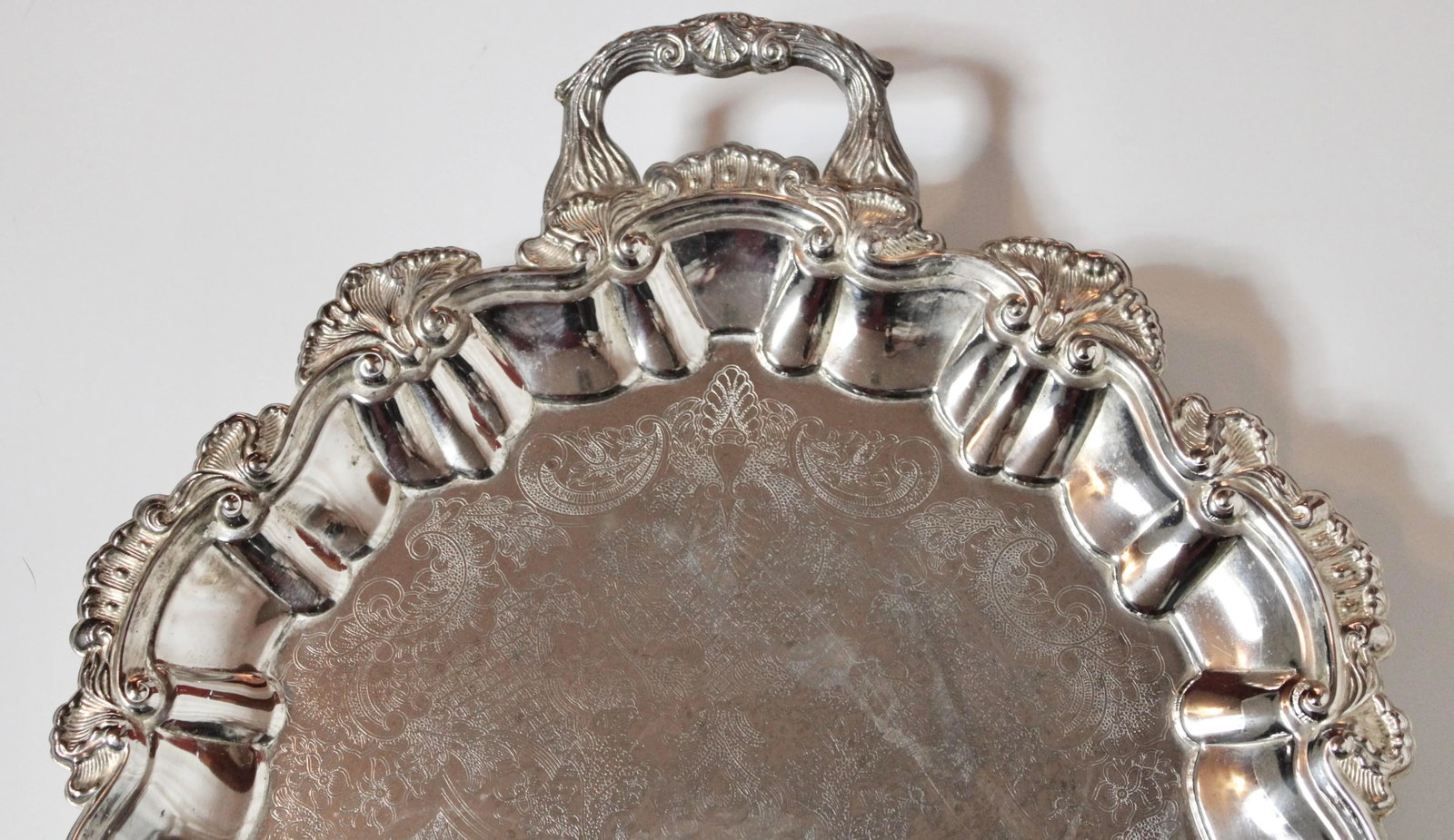 Mid 20th Century French Footed Silver Plate Serving Tray With Handles - 5