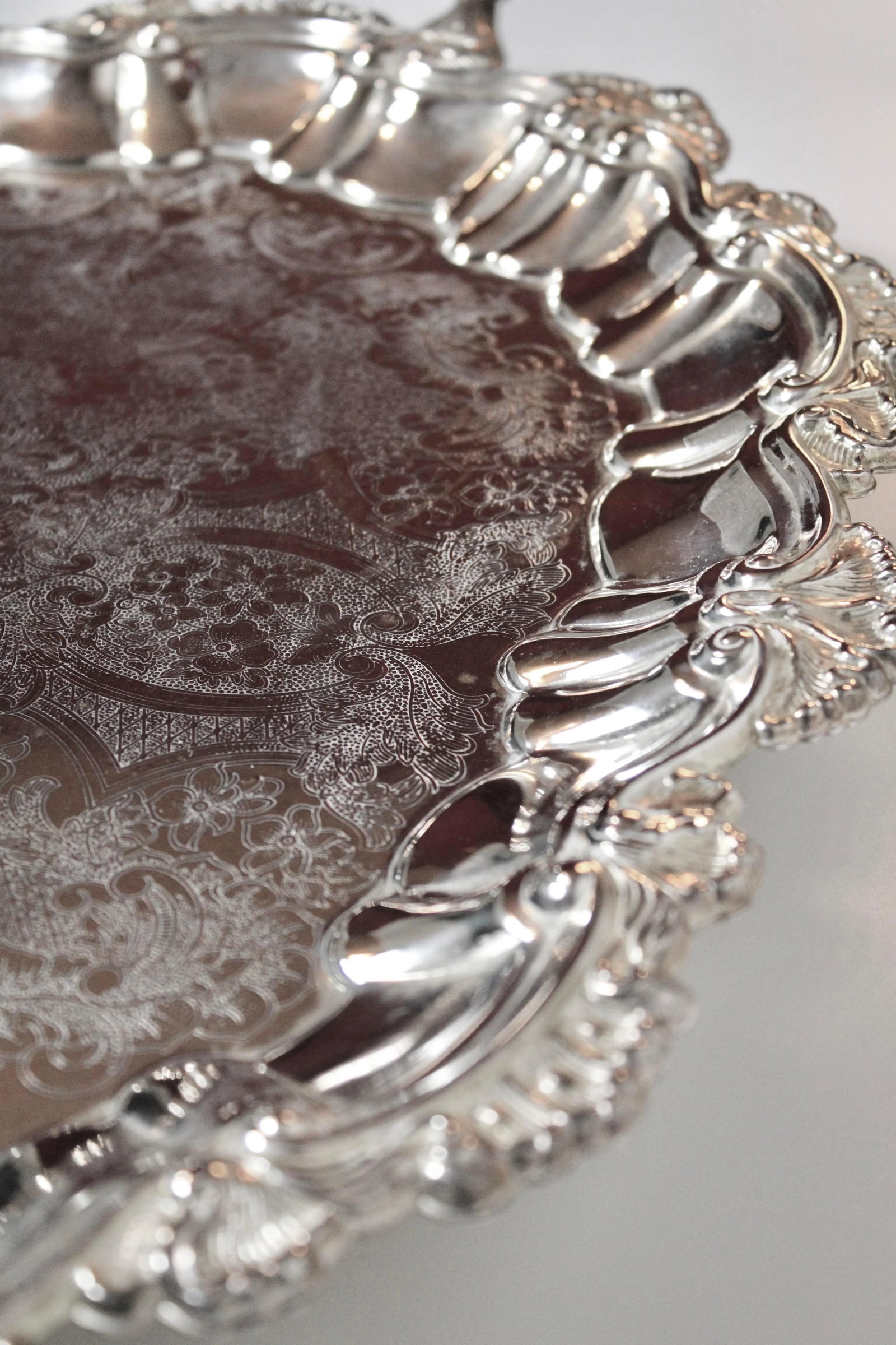 Mid 20th Century French Footed Silver Plate Serving Tray With Handles - 8