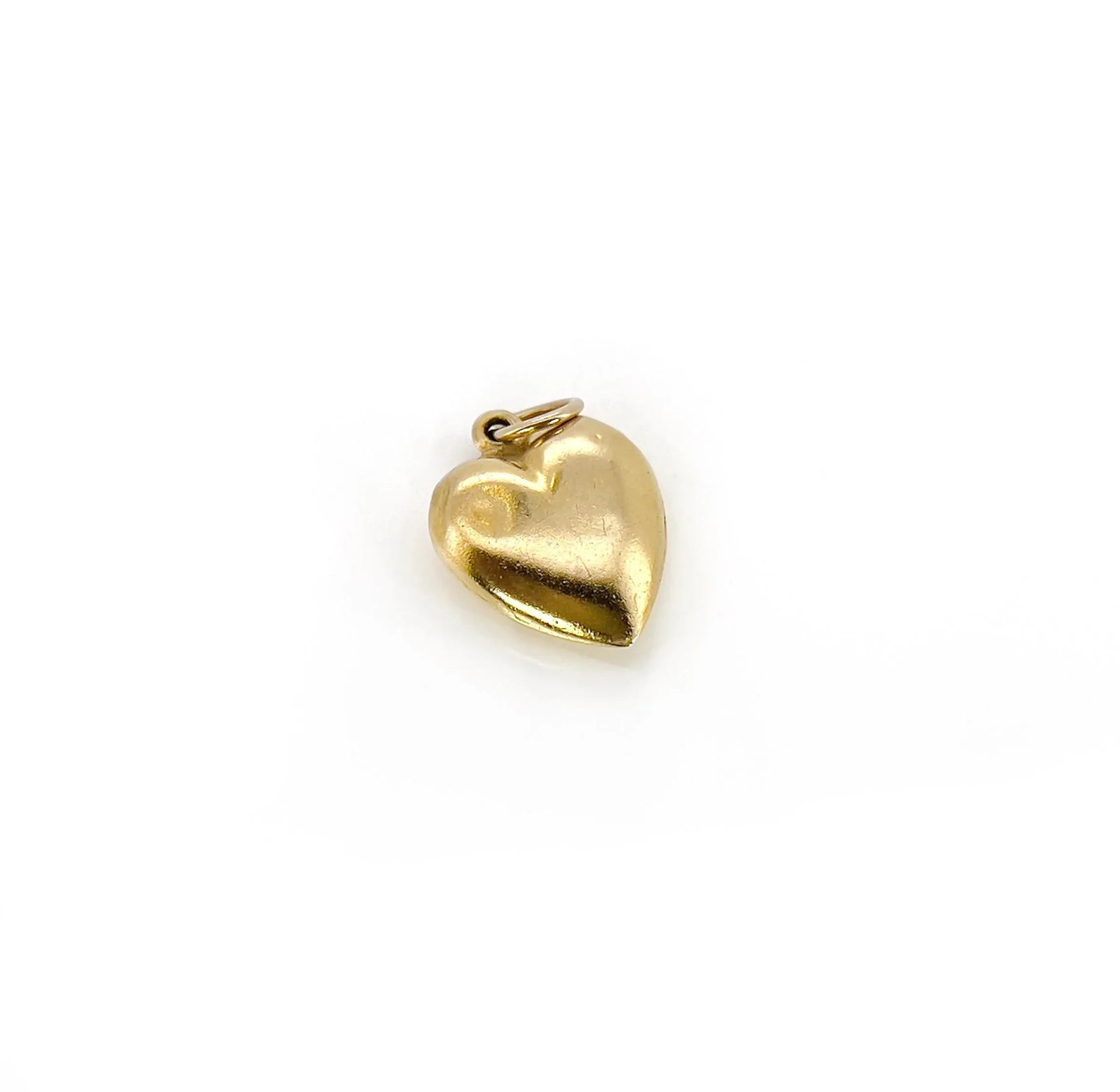 Vintage 9k Gold Puffy Heart Charm - 3