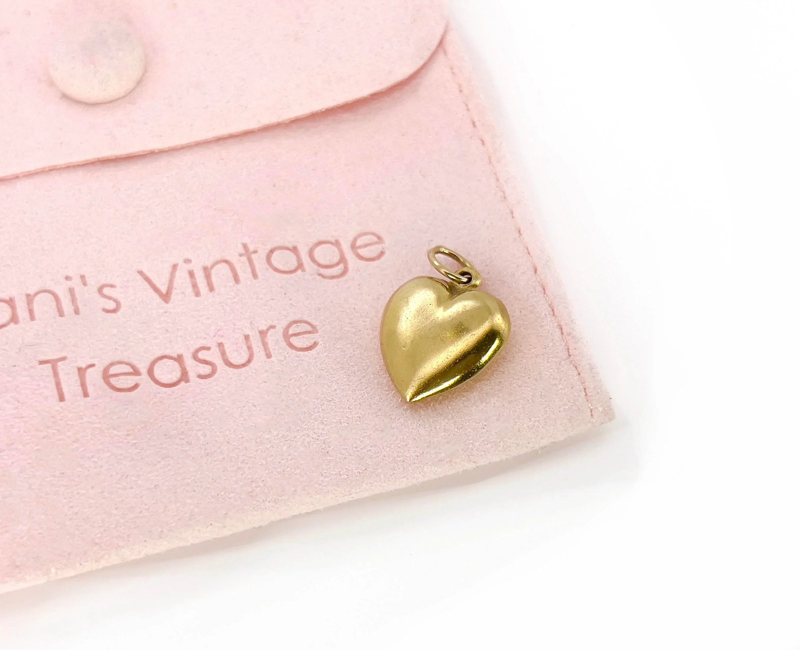 Vintage 9k Gold Puffy Heart Charm - 5