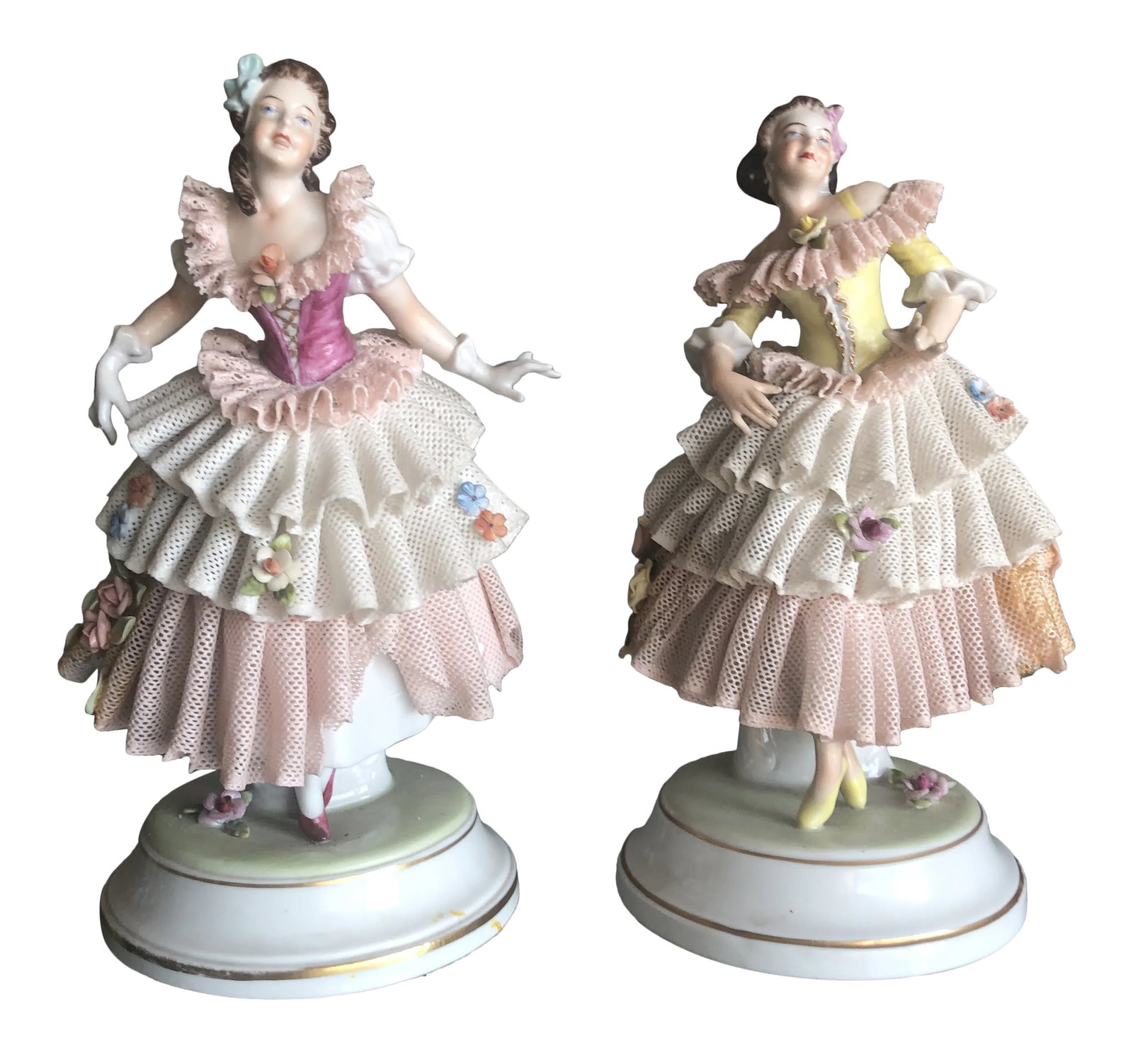 Larger Figurines in Debutant Attire, Dresden Porcelain Including Lace (1 of 10)