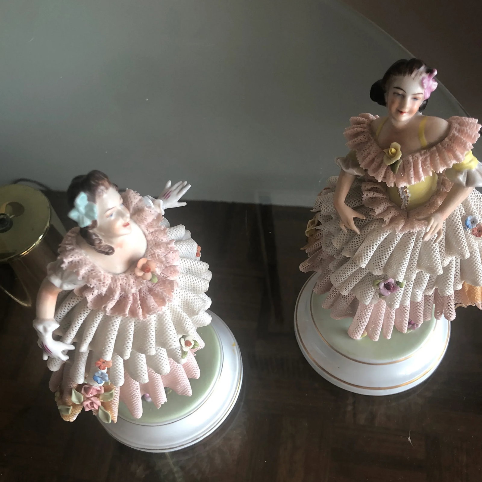 Larger Figurines in Debutant Attire, Dresden Porcelain Including Lace - 2
