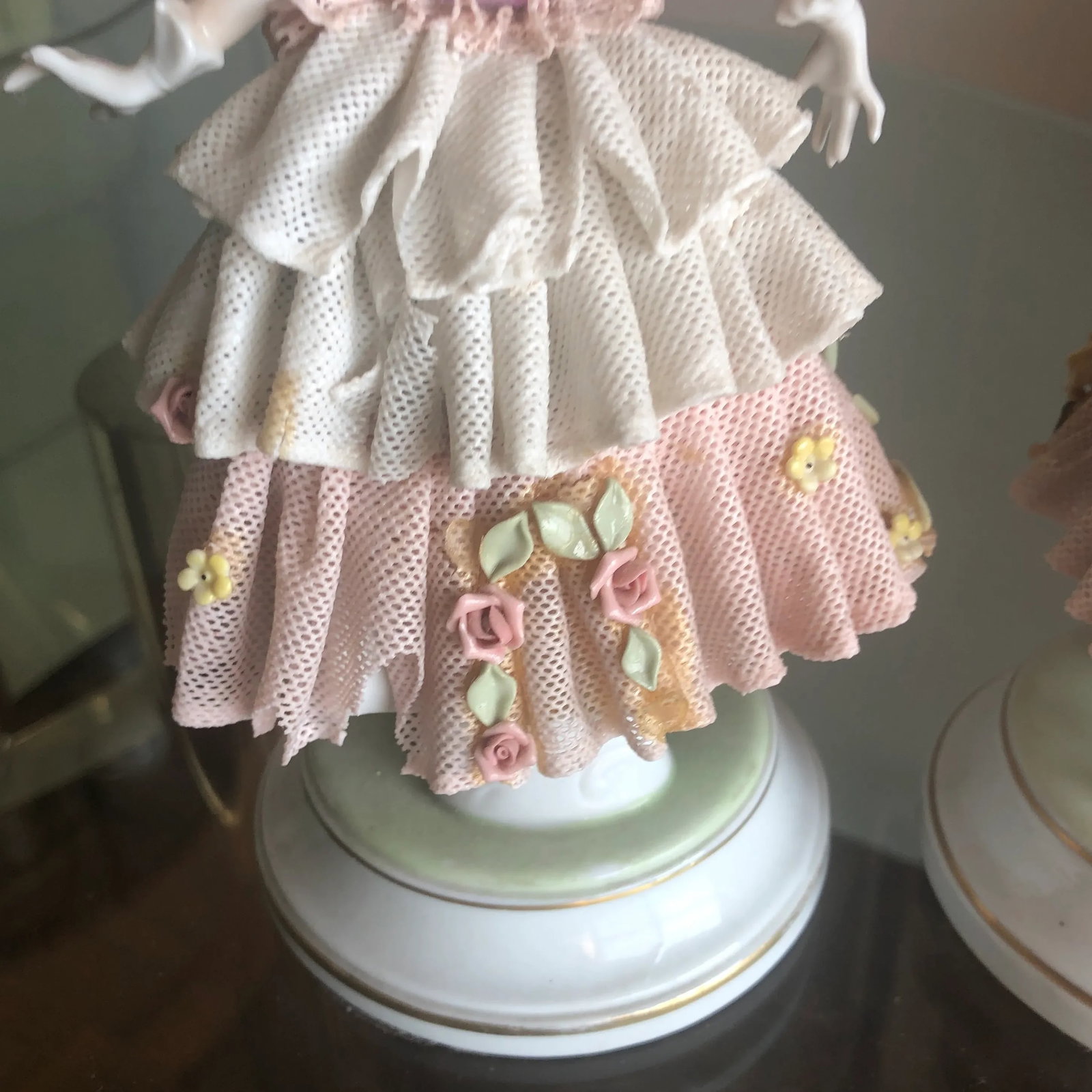Larger Figurines in Debutant Attire, Dresden Porcelain Including Lace - 3