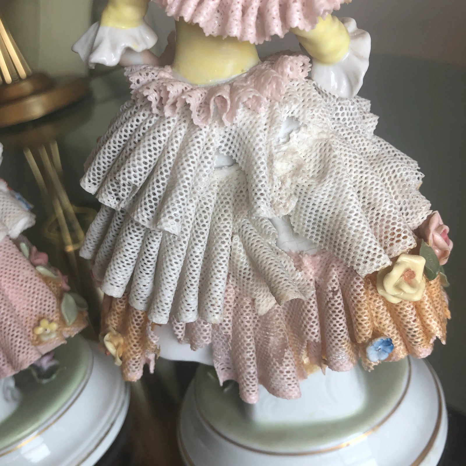 Larger Figurines in Debutant Attire, Dresden Porcelain Including Lace - 4