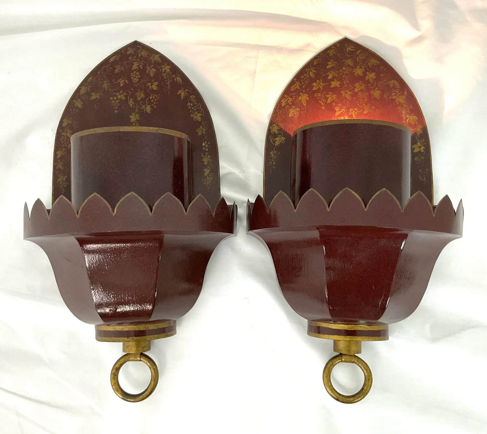 Vintage French Tole Wall Sconce Pair - 2