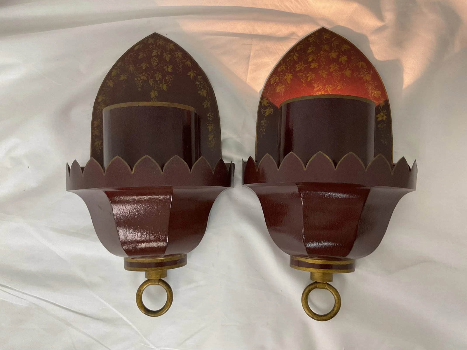 Vintage French Tole Wall Sconce Pair - 9